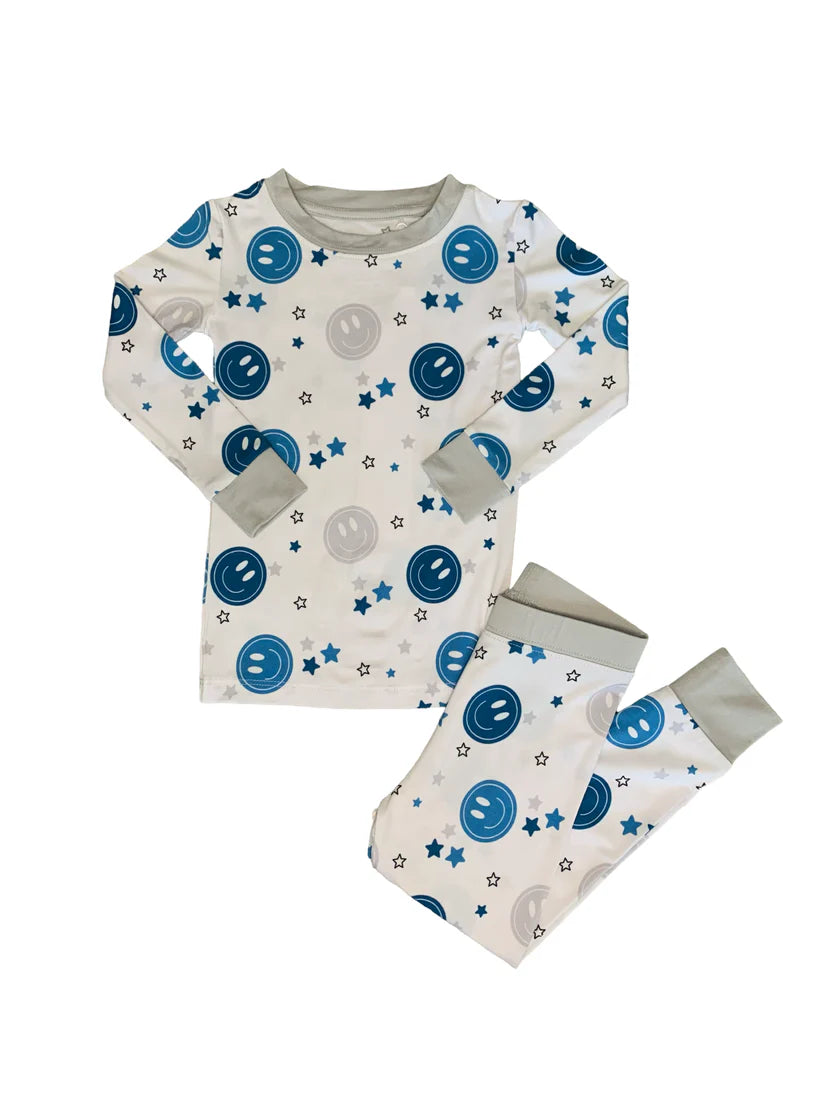 Two Piece Blue Smiley Bamboo Set