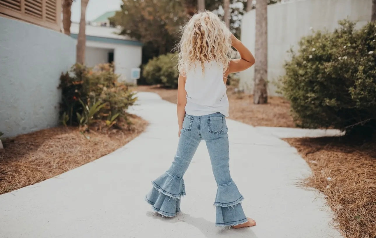 Light Wash Ruffle Jeans