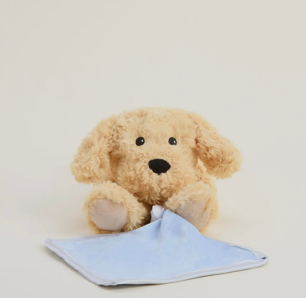 Golden Dog Warmie with Blue Blanket