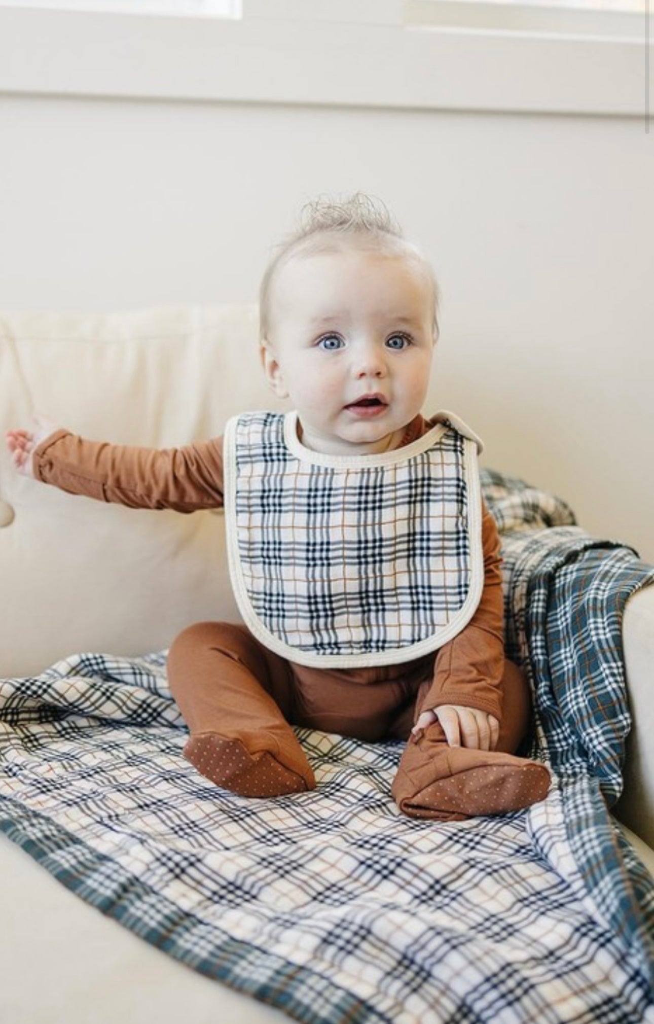 Vintage Plaid Muslin Bib