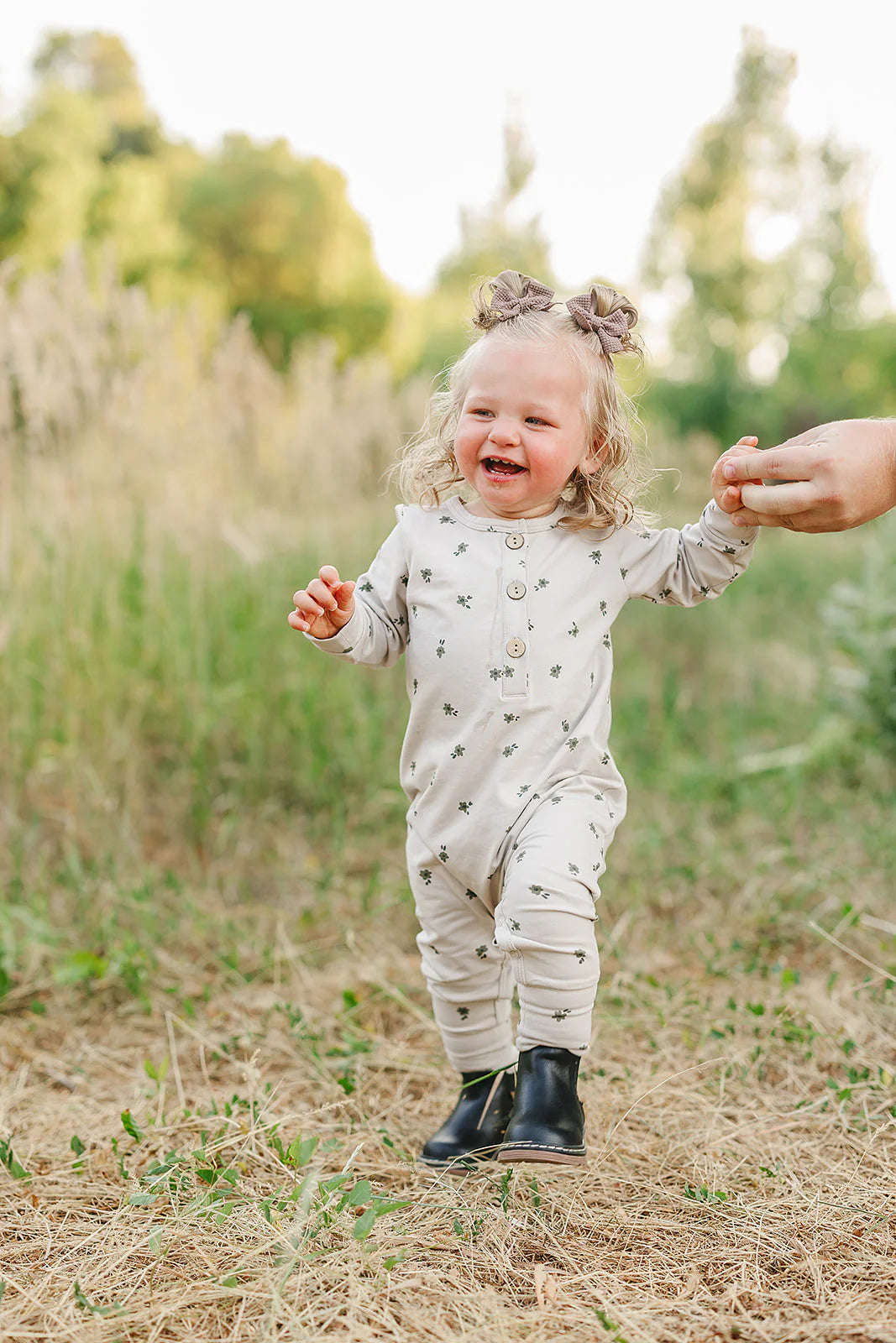 Vines Long Sleeve Button Romper