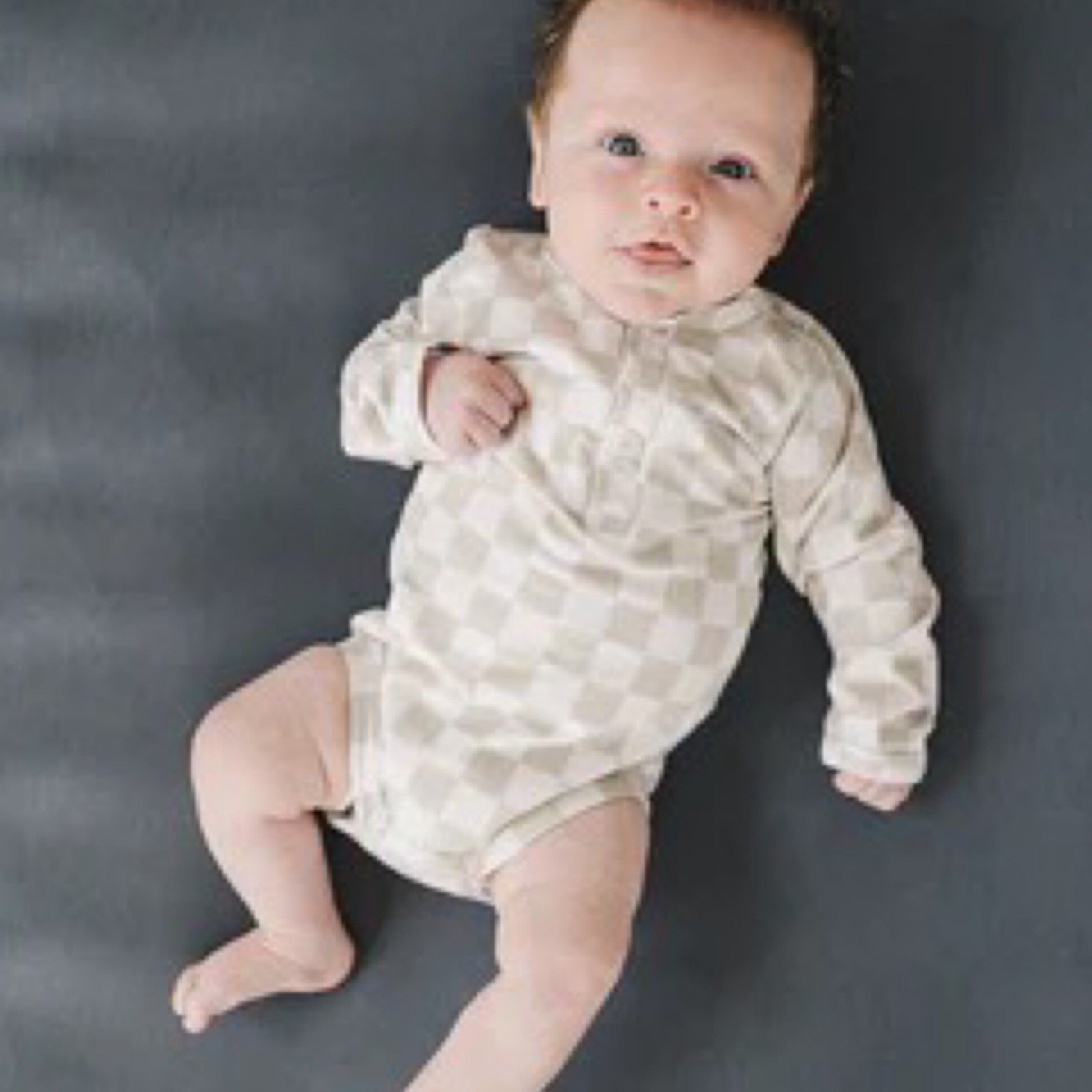 Taupe Checkered Onesie