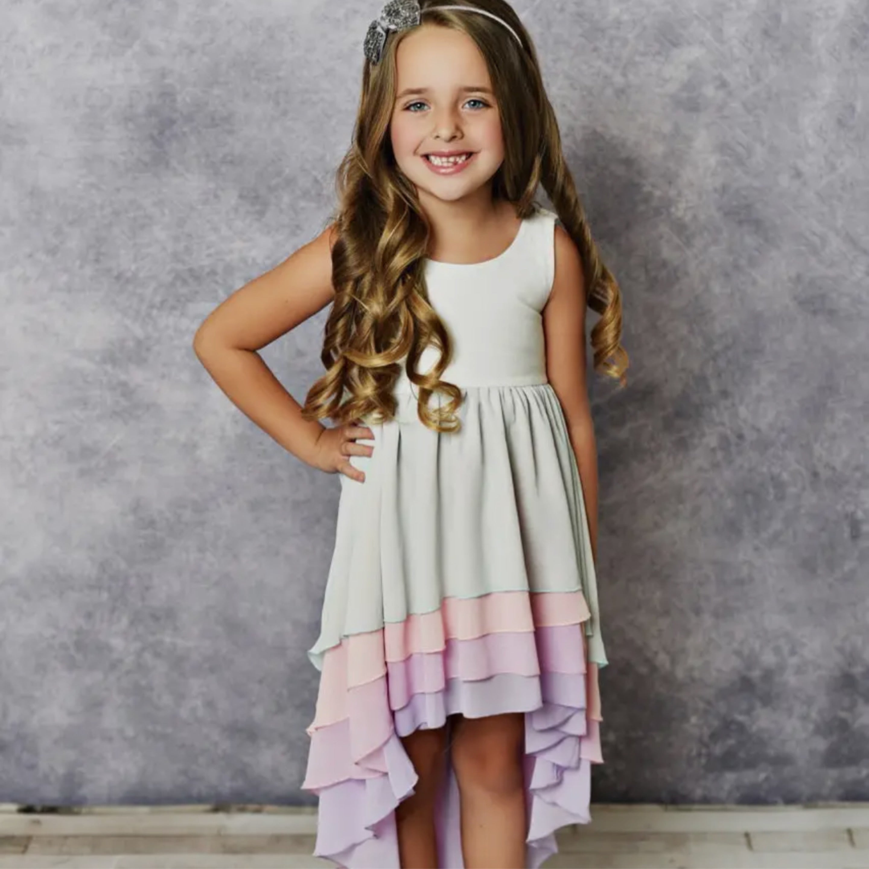 Pastel Hi-lo Frills Dress