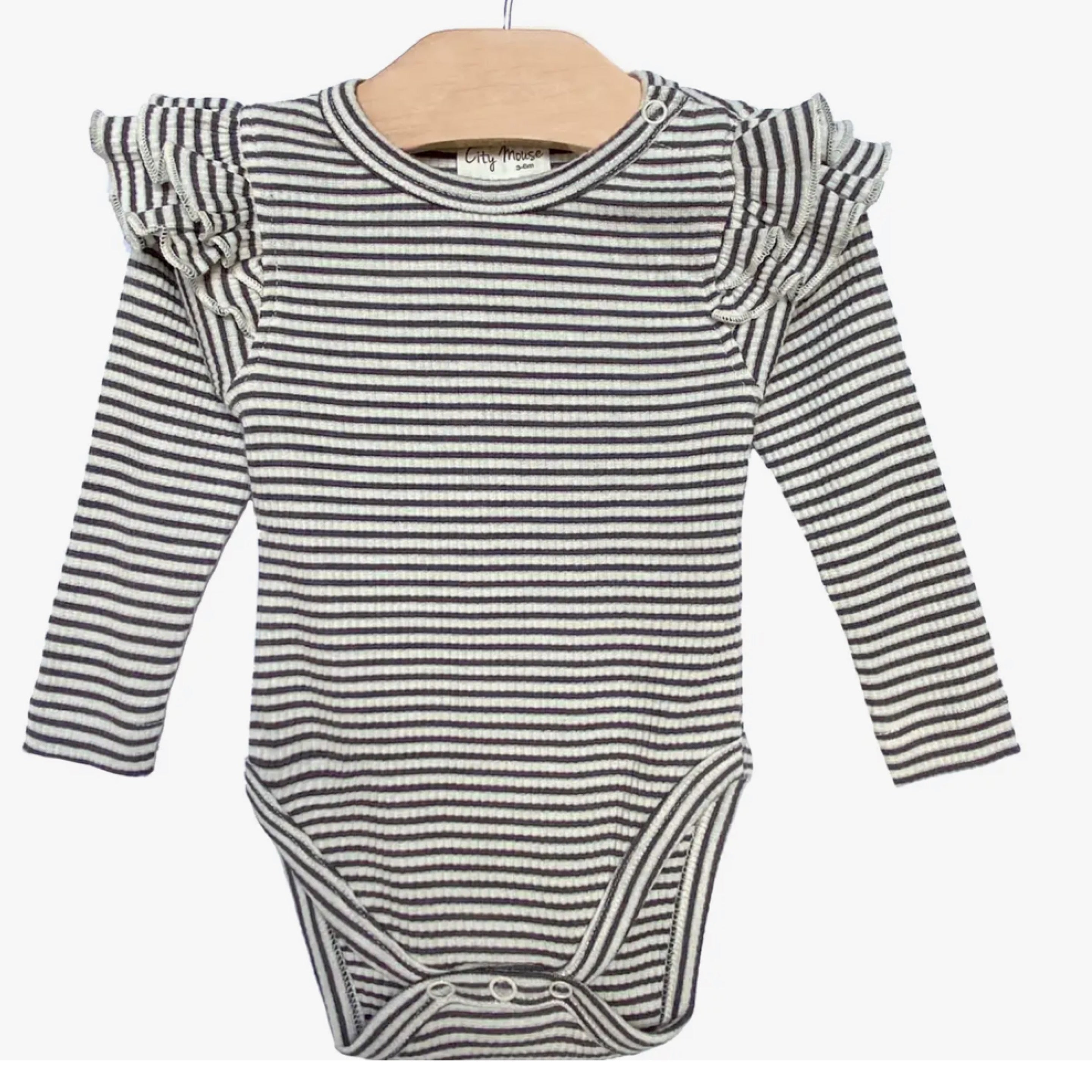 Natural Stripe Flutter Bodysuit