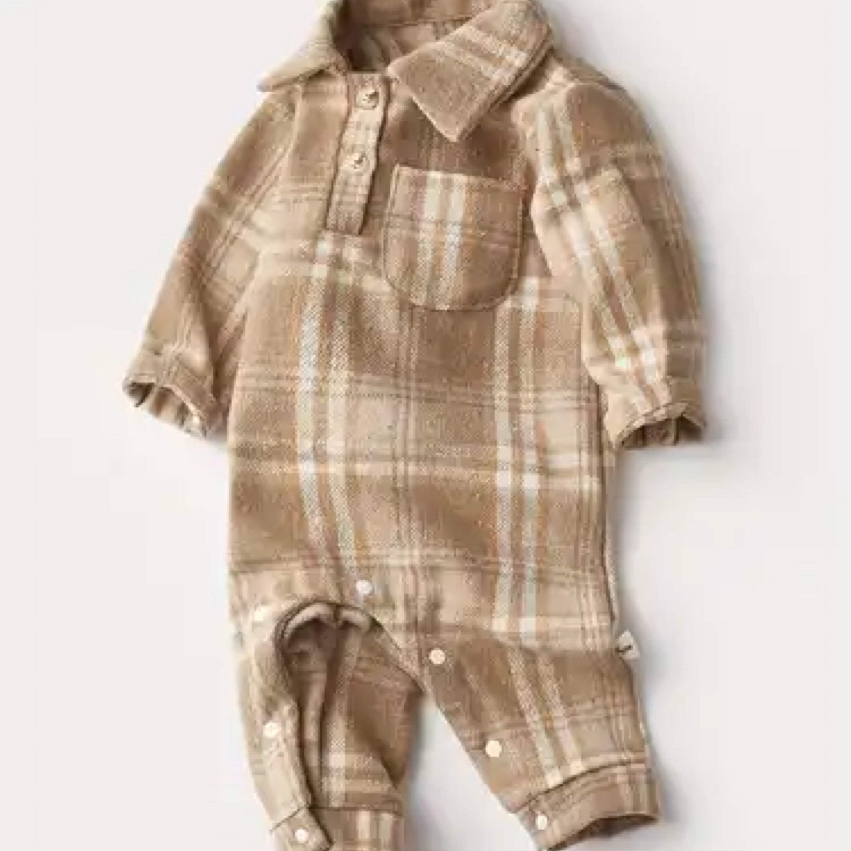 Khaki Plaid Flannel Onesie