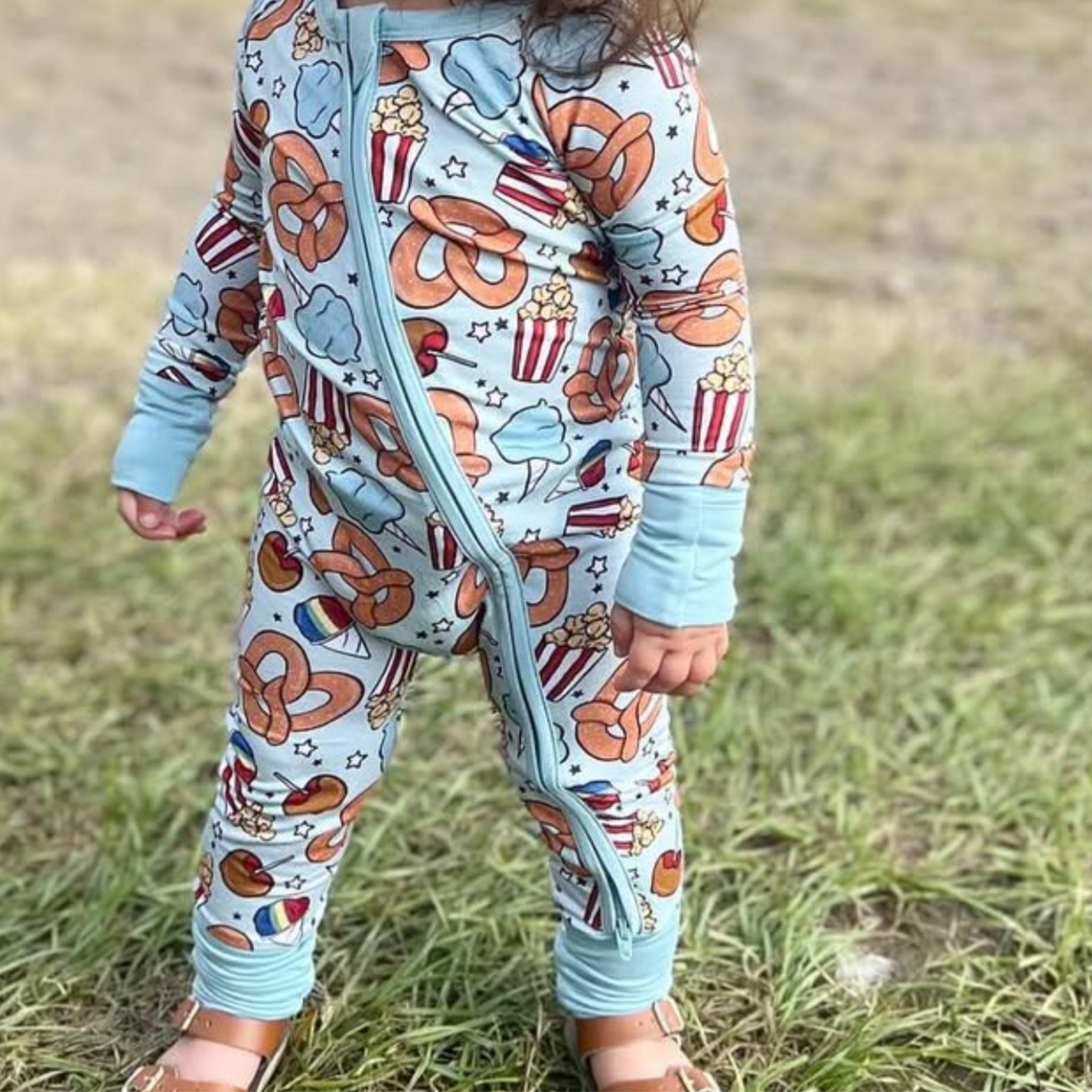 Carnival Time Bamboo Zip Up Pajama checked