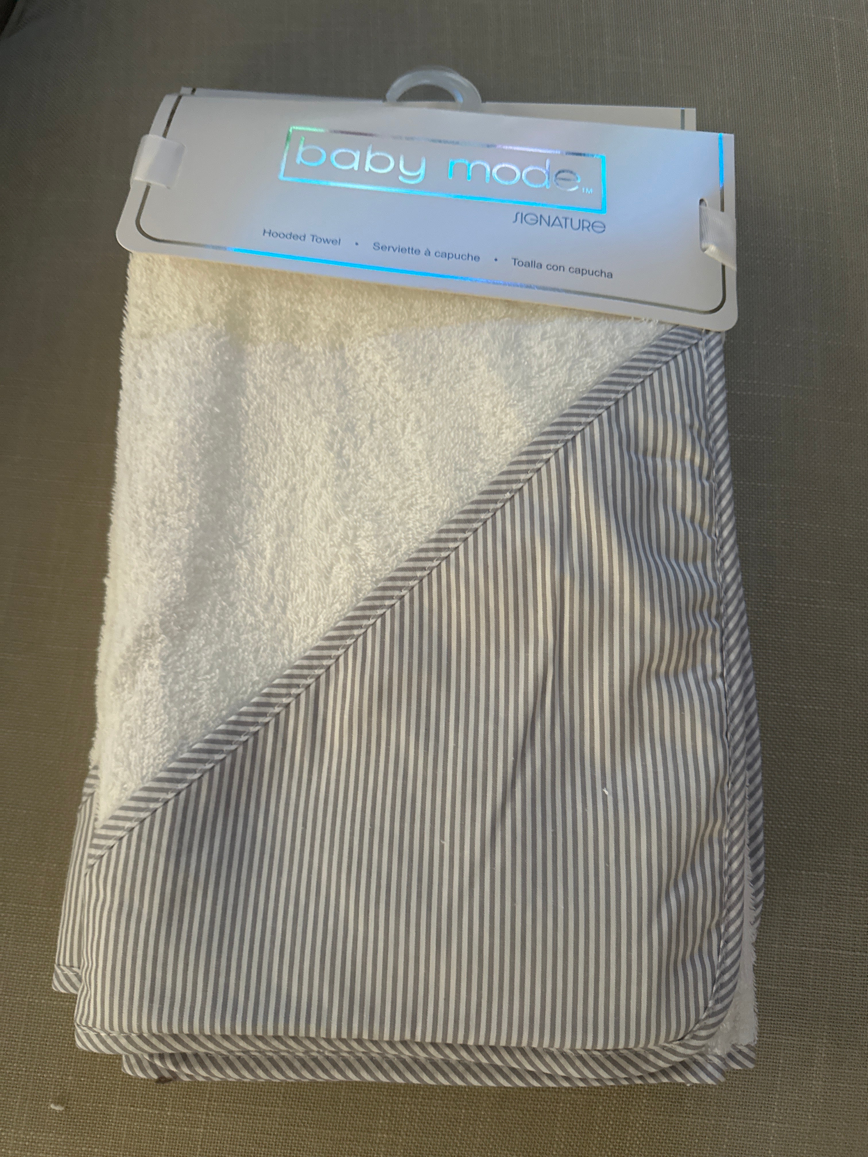 Grey Striped Hooded Towel