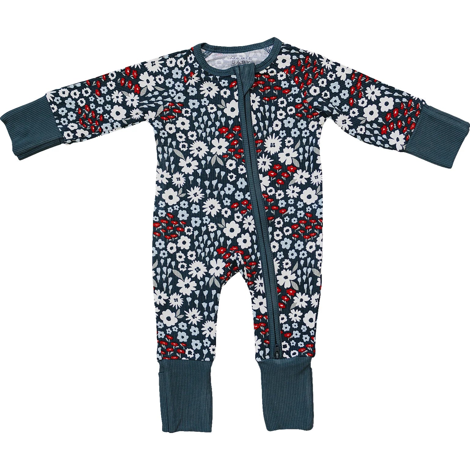 Floral Ribbed Bamboo Zipper Pajama
