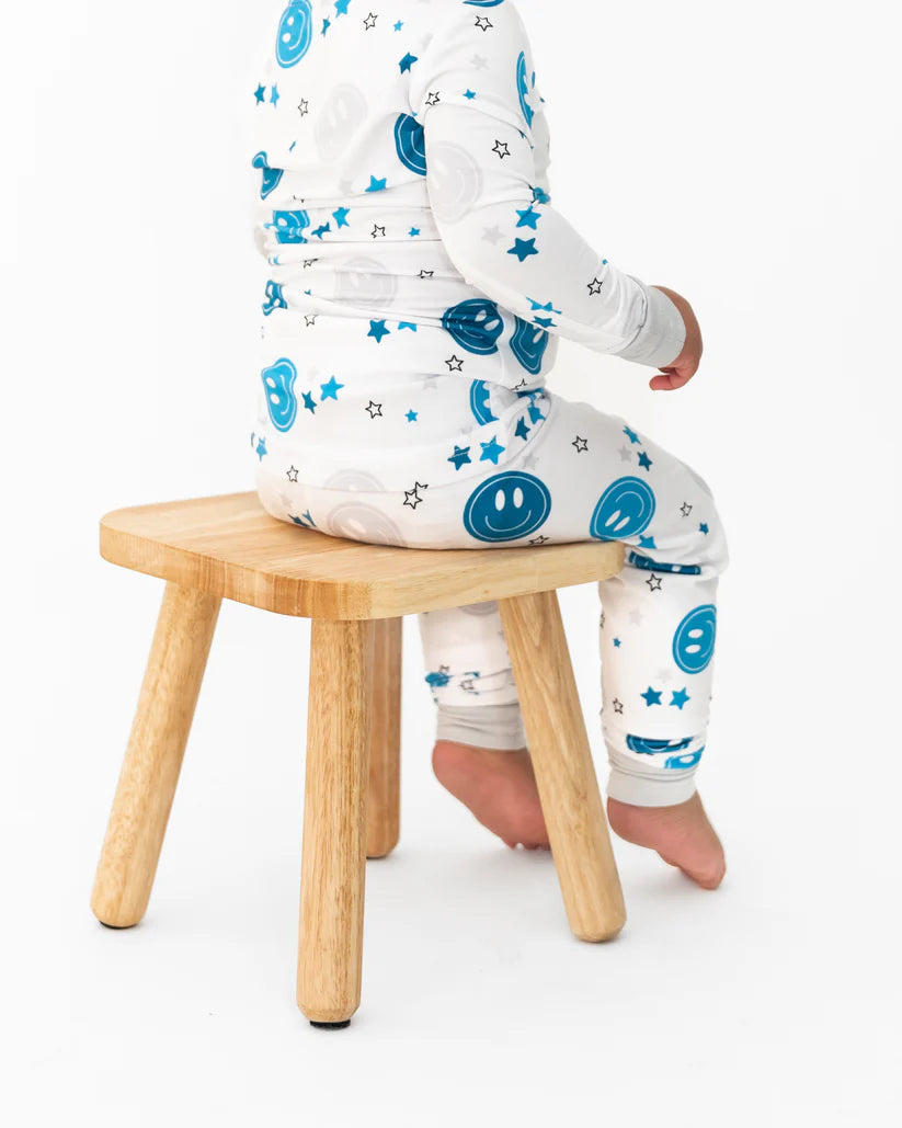 Two Piece Blue Smiley Bamboo Set