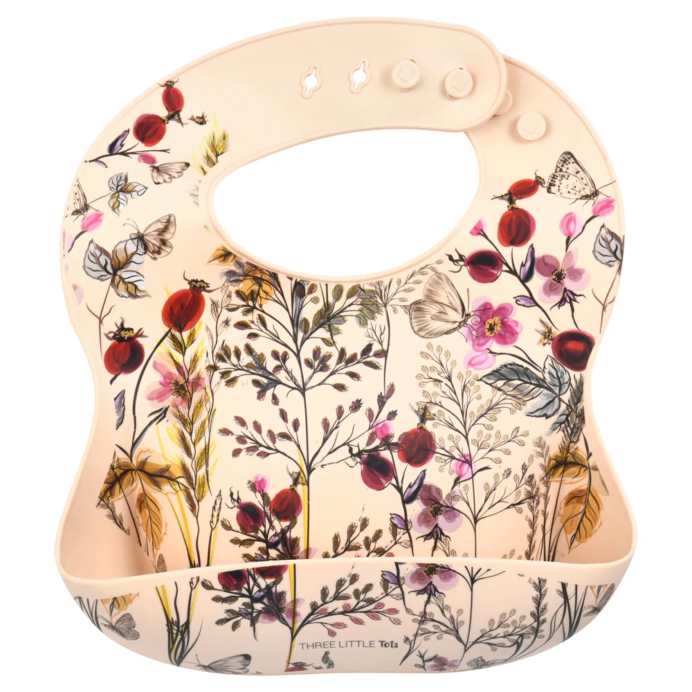 Flower Print Silicone Bib