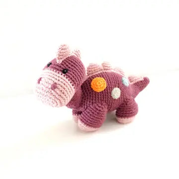 Purple Stegorsaurus Plush Dino Rattle Toy