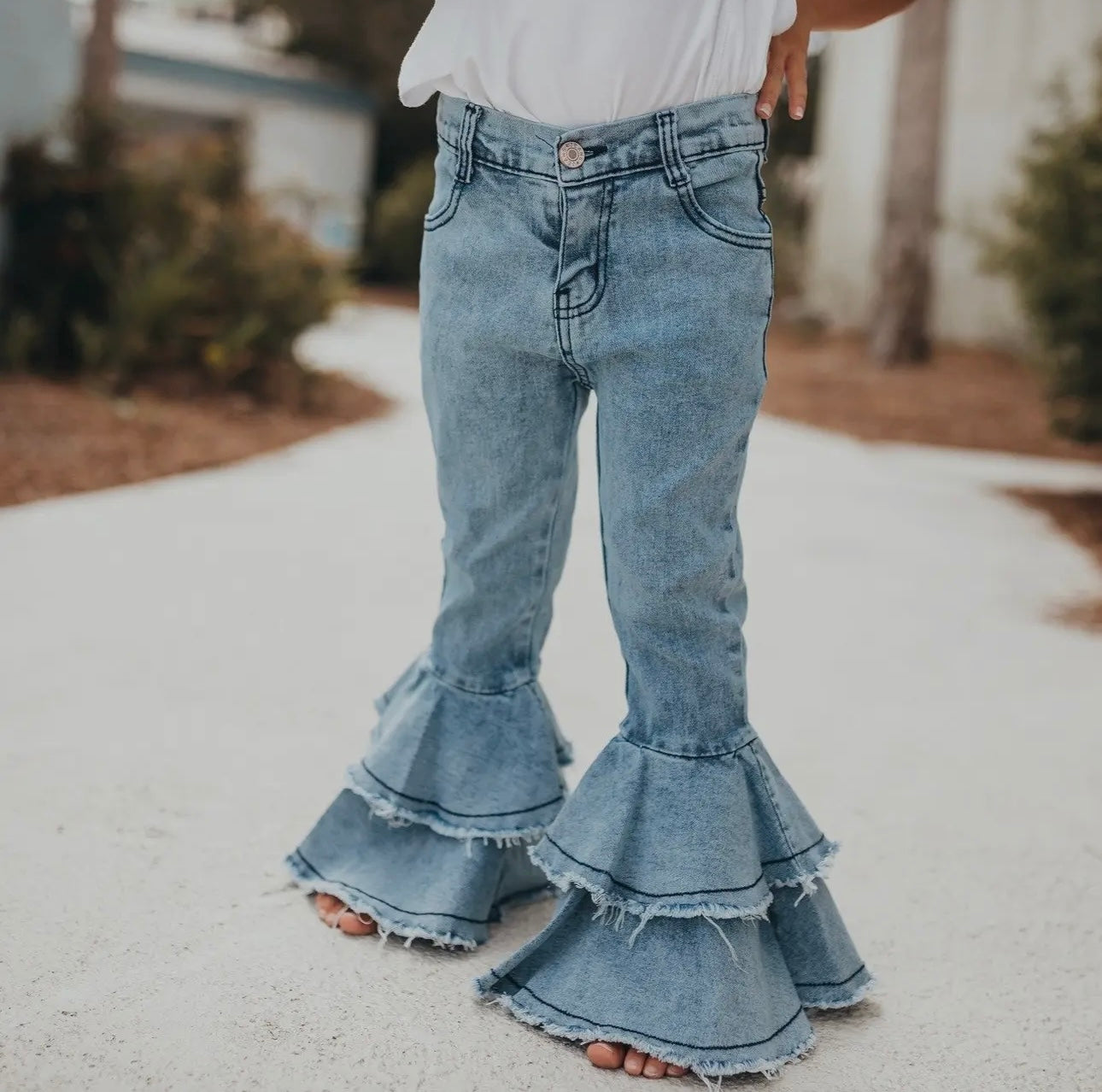 Light Wash Ruffle Jeans