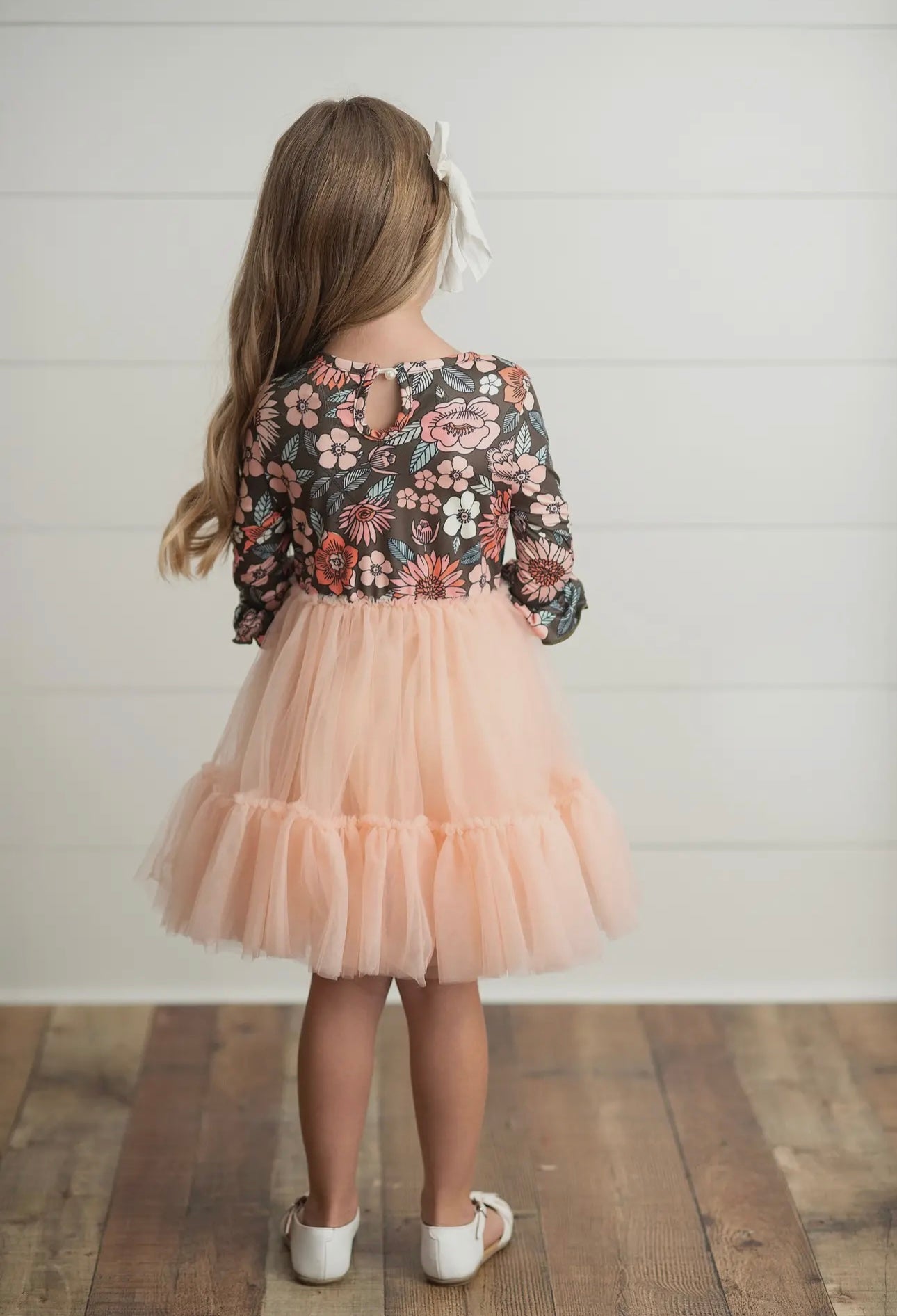 Vintage Peach Floral Tulle Dress