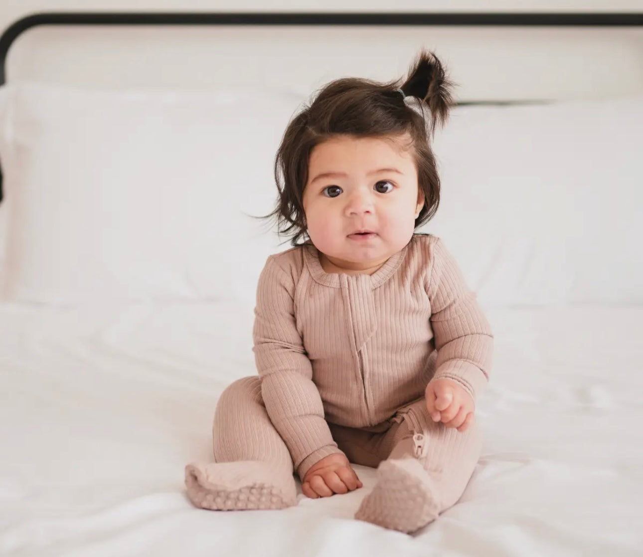Mocha Organic Cotton Ribbed Footie