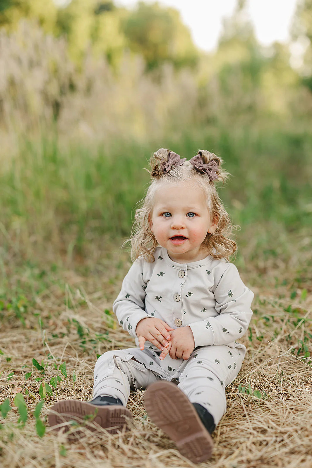 Vines Long Sleeve Button Romper