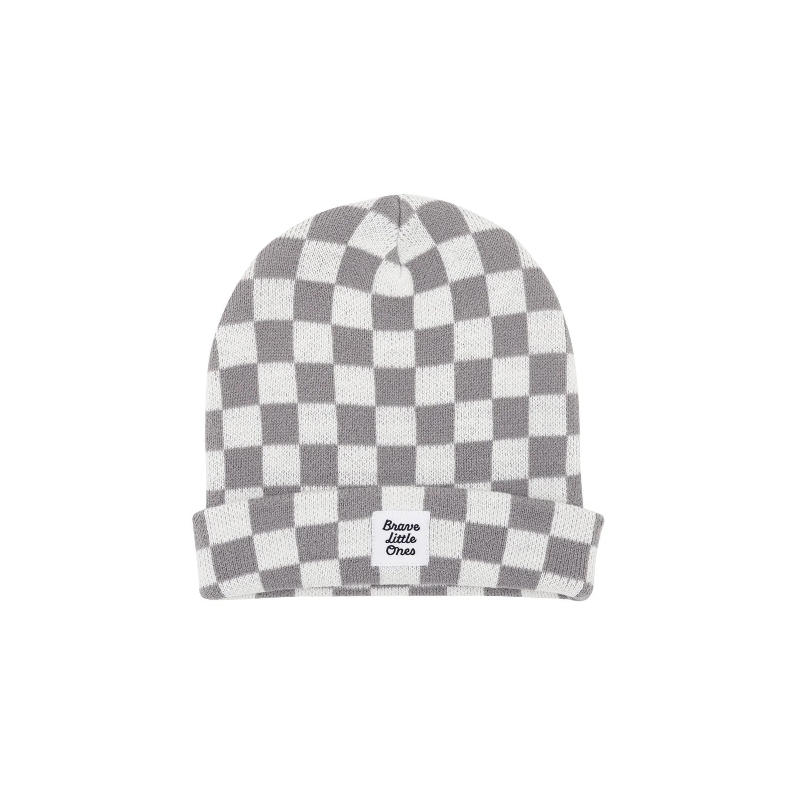 Dark Charcoal Checkered Knit Beanie Toddler