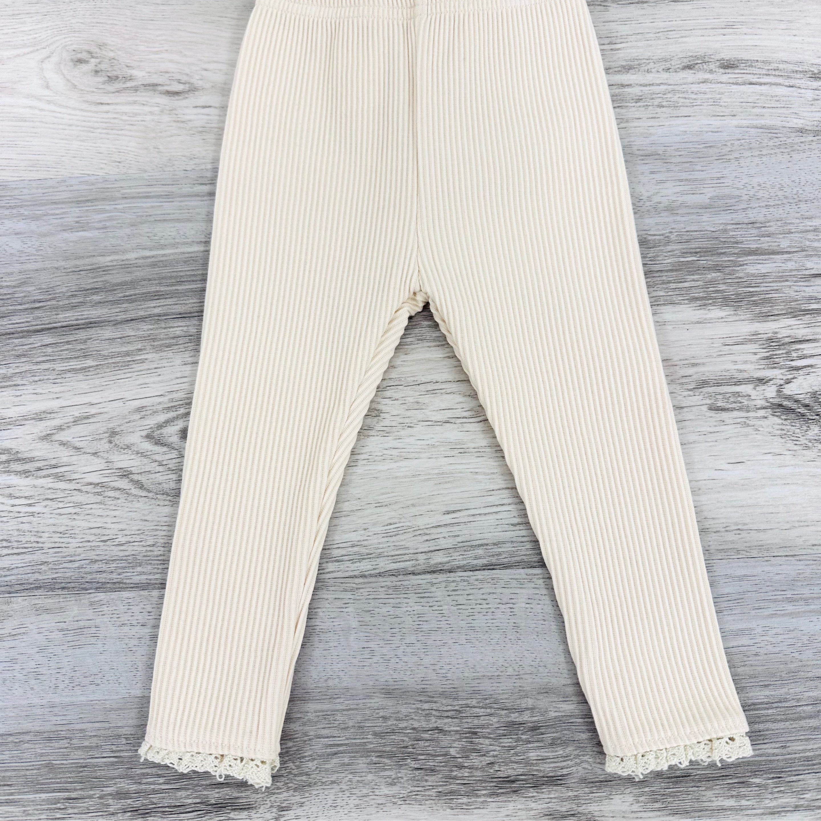Cream Lace Trim Leggings