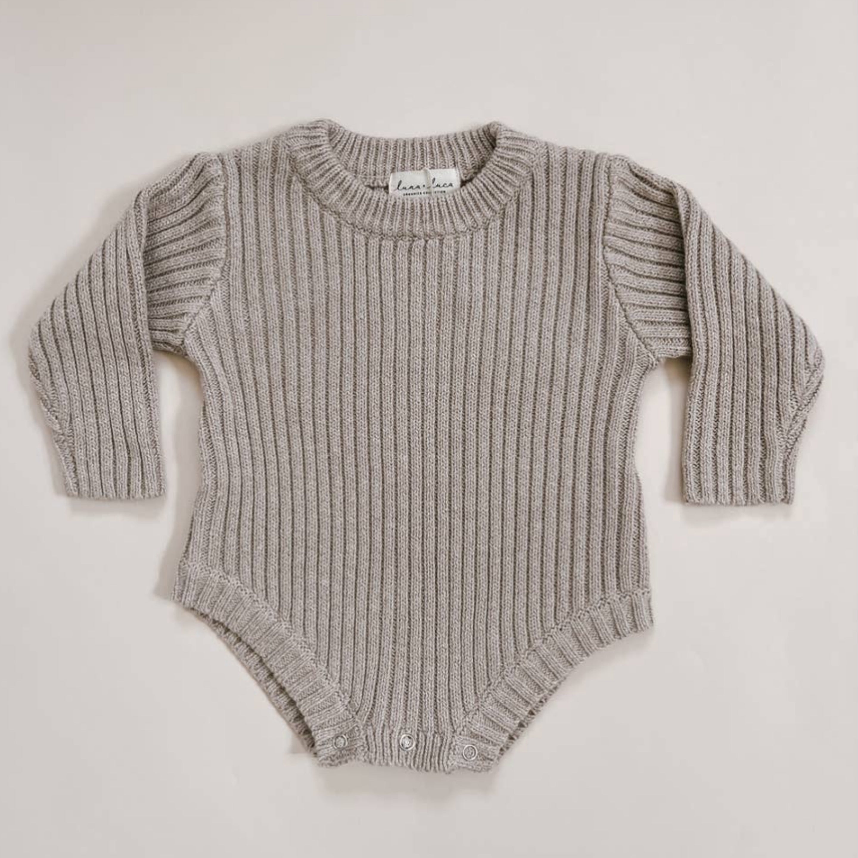 Beige Ribbed Knit Onesie