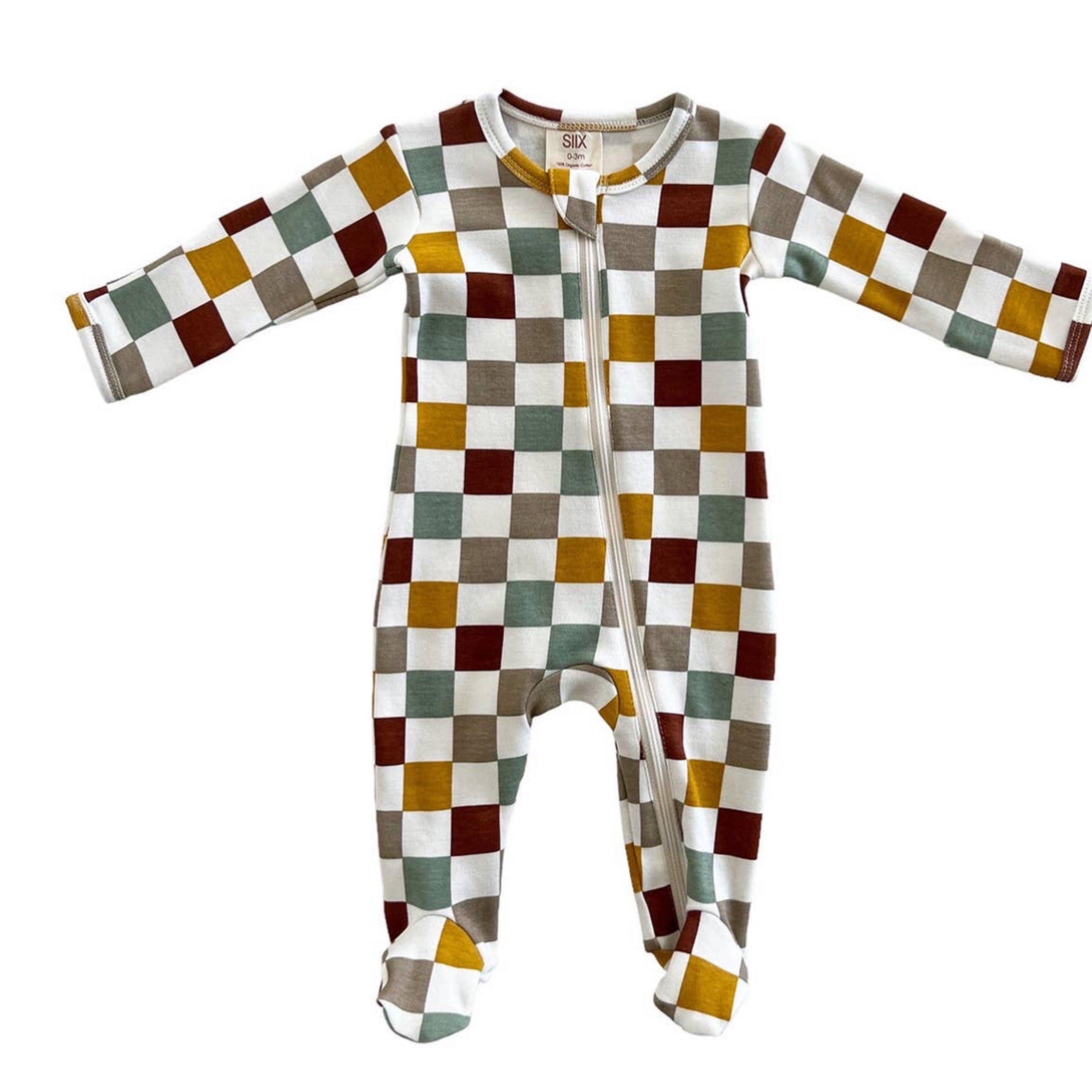 Cannoli Checkered Organic Zip Footie