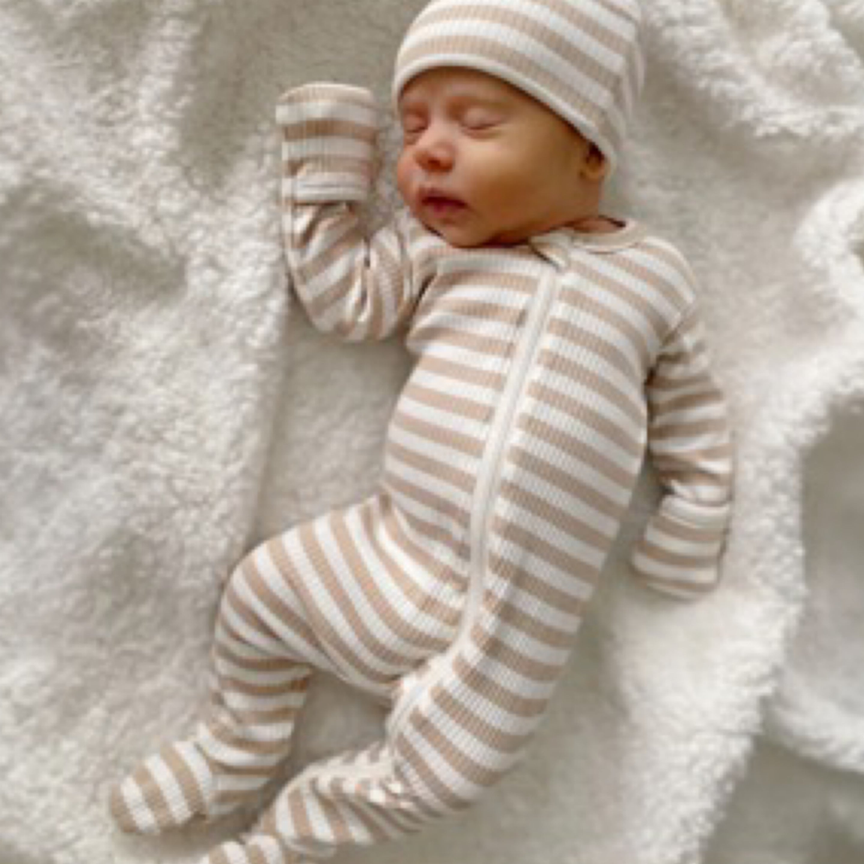 Latte Organic Cotton Ribbed Footie