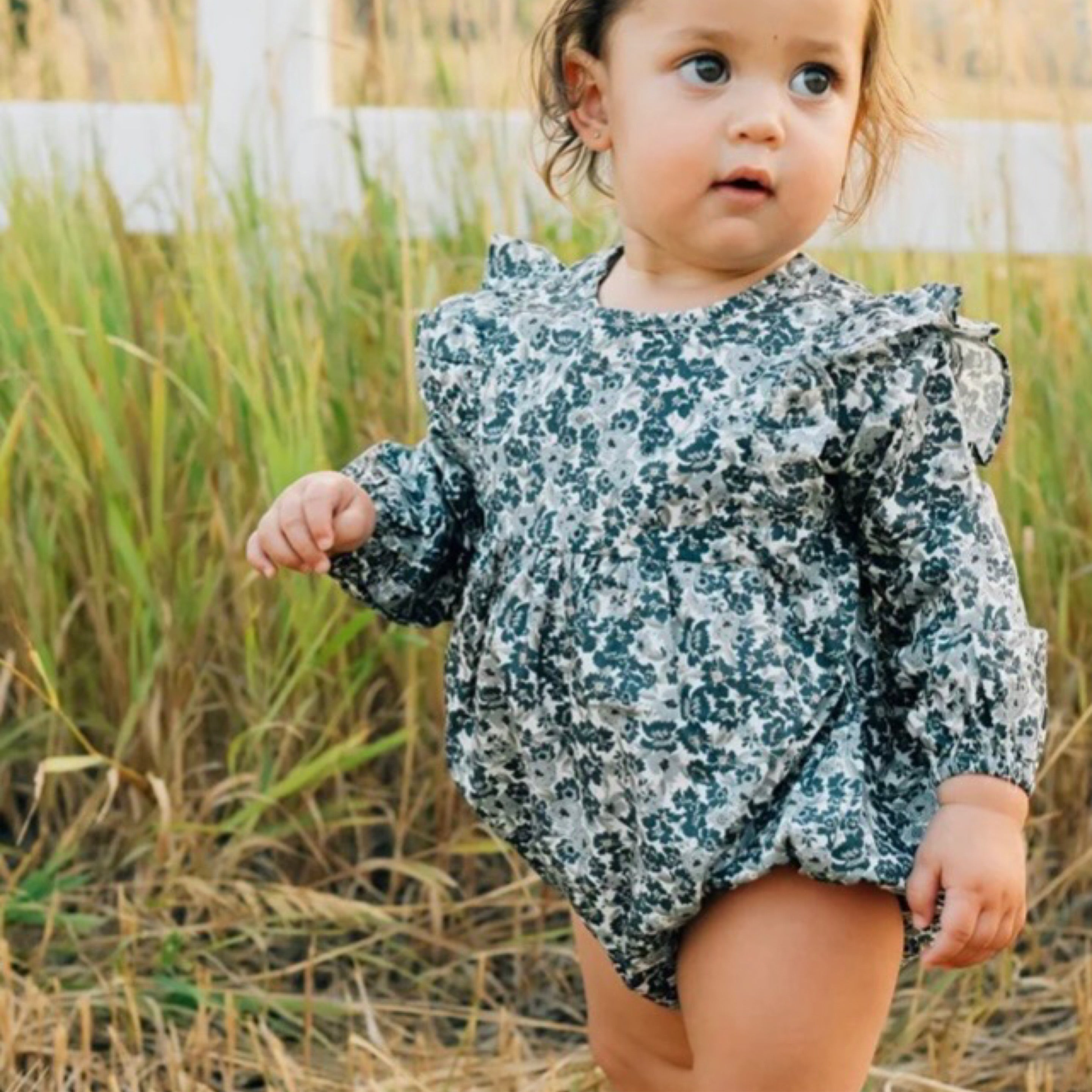 Liberty Floral Long Sleeve Ruffle Romper