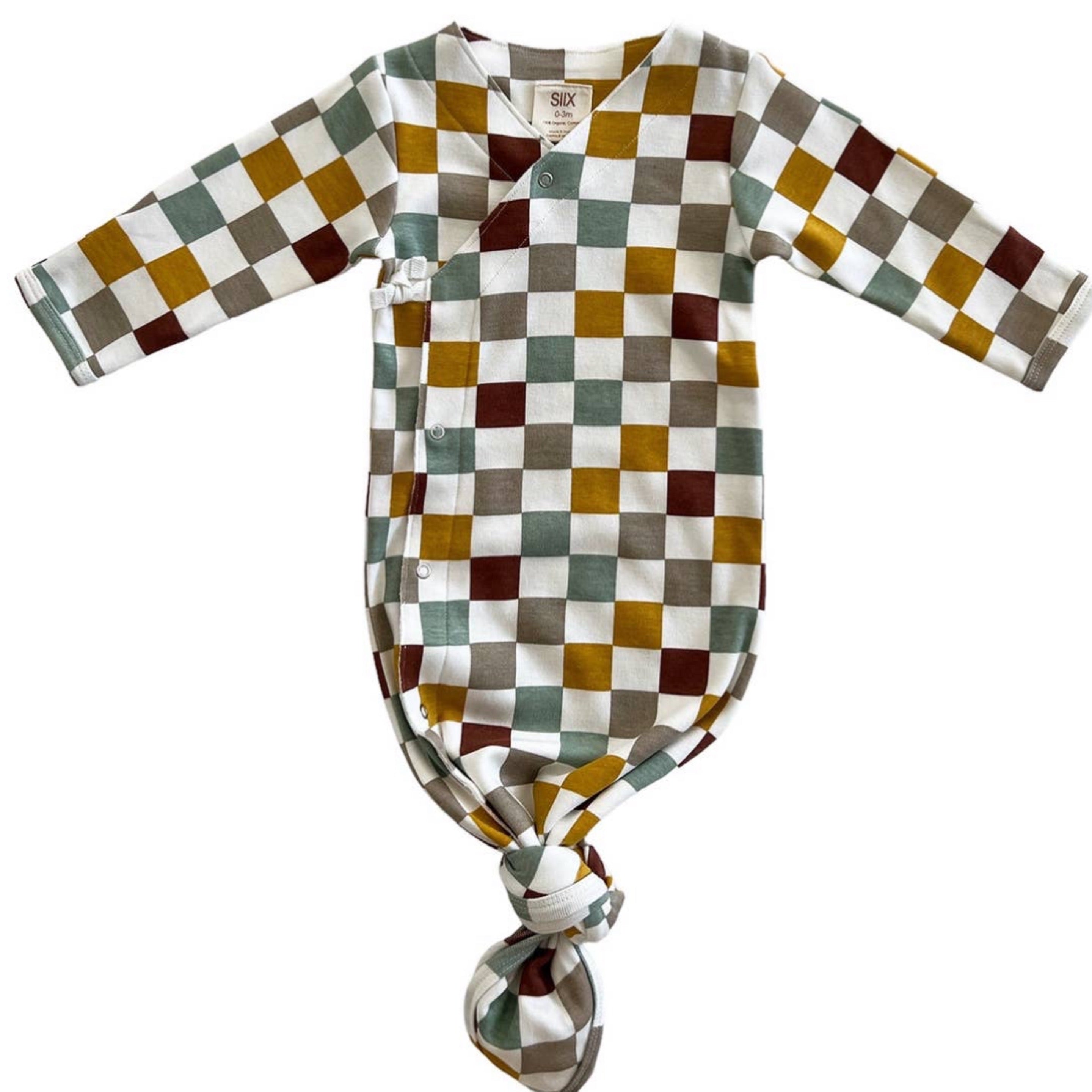 Cannoli Checkered Kimono Knot Gown