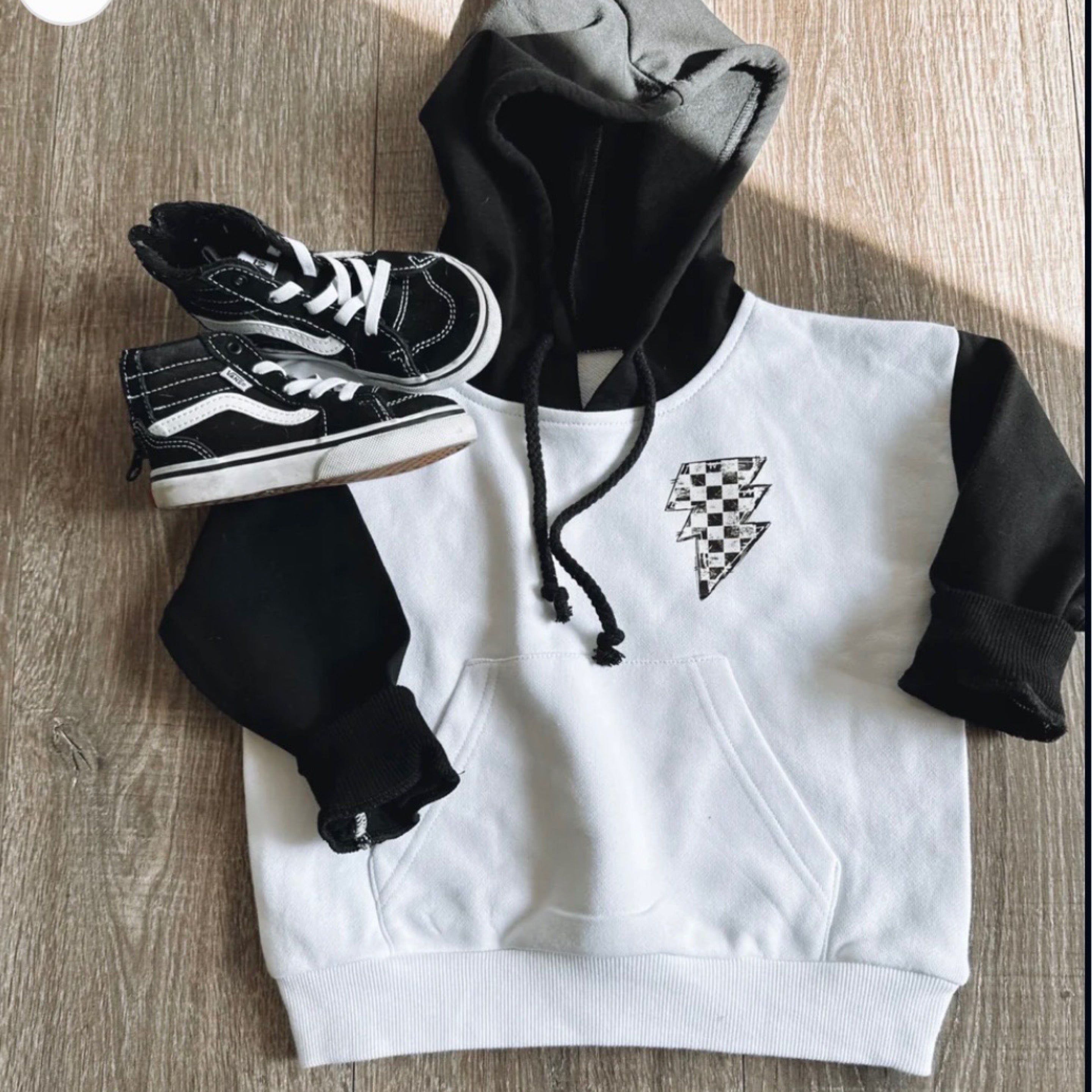 Checkered Lightening Bolt Hoodie