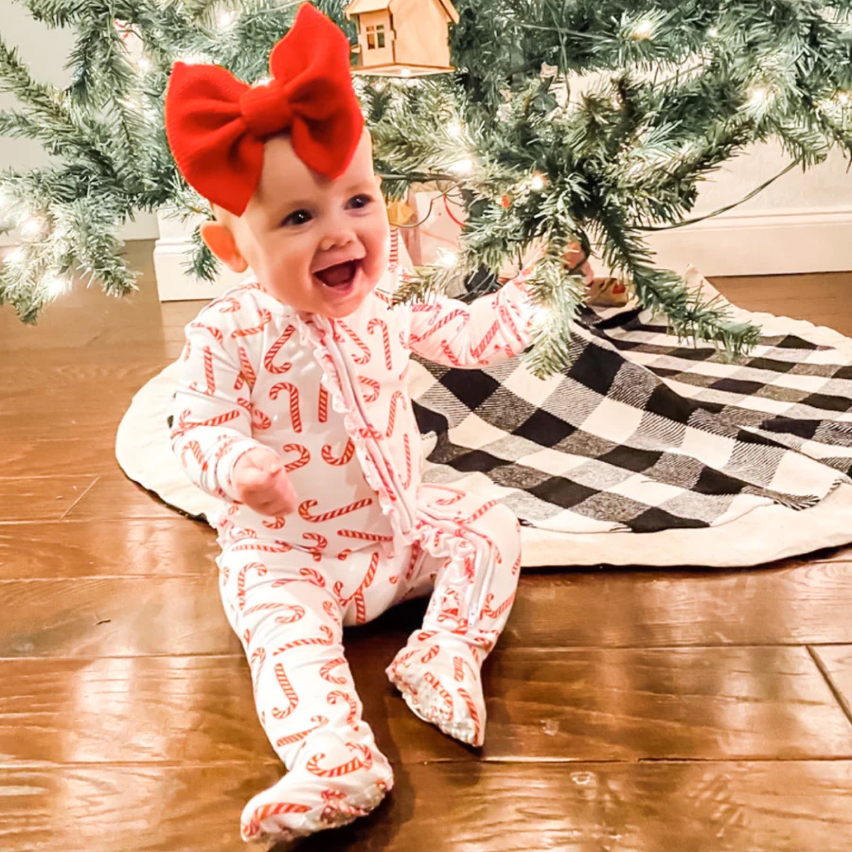 Candy Cane Zip-Up Footie
