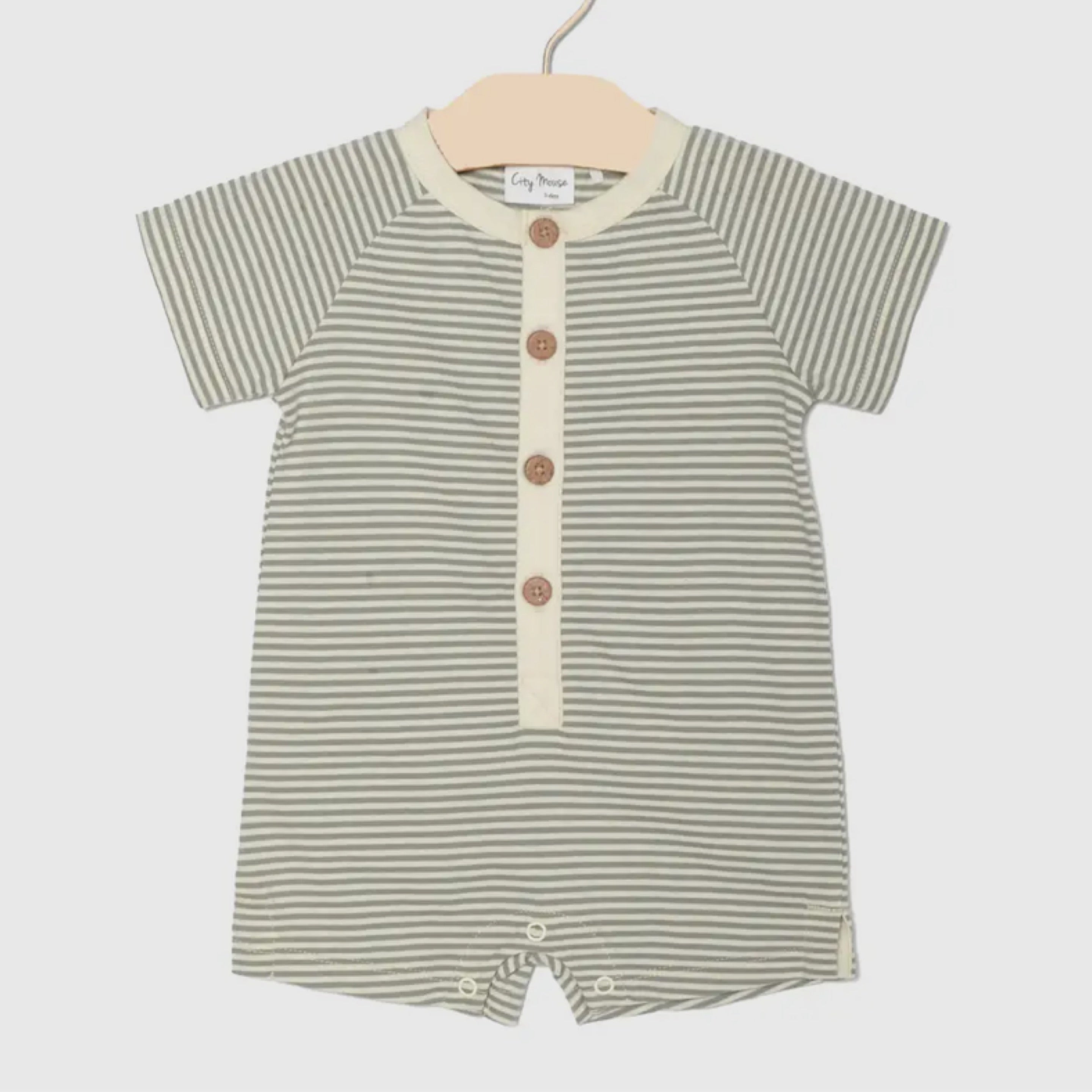 Steel Stripe Button Romper