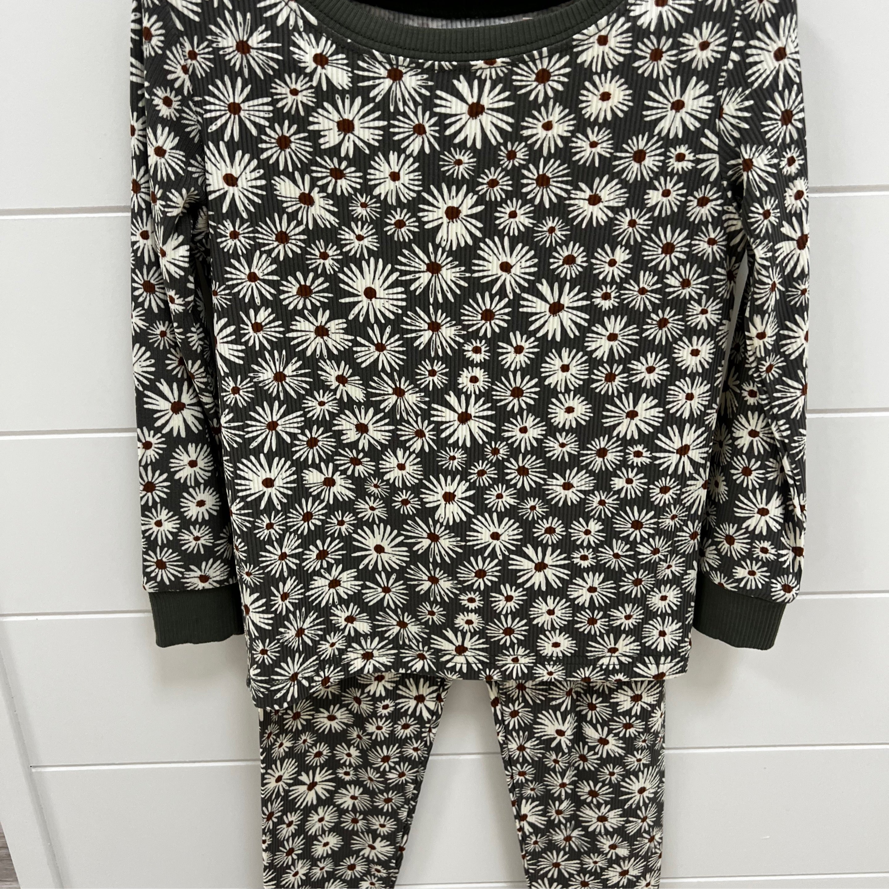 Dark Green Daisy Ribbed Bamboo Set
