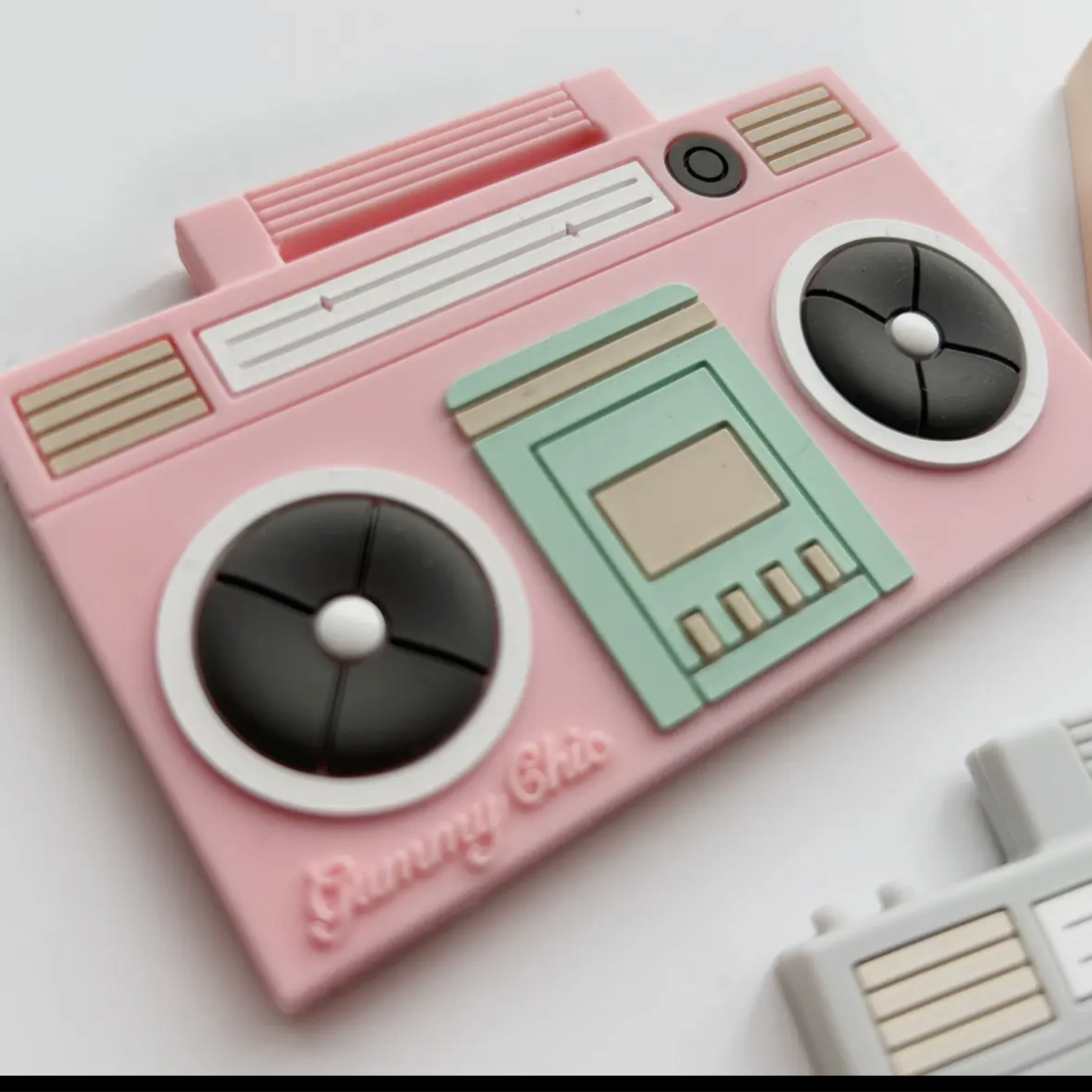 Pink Boombox Silicone Teether