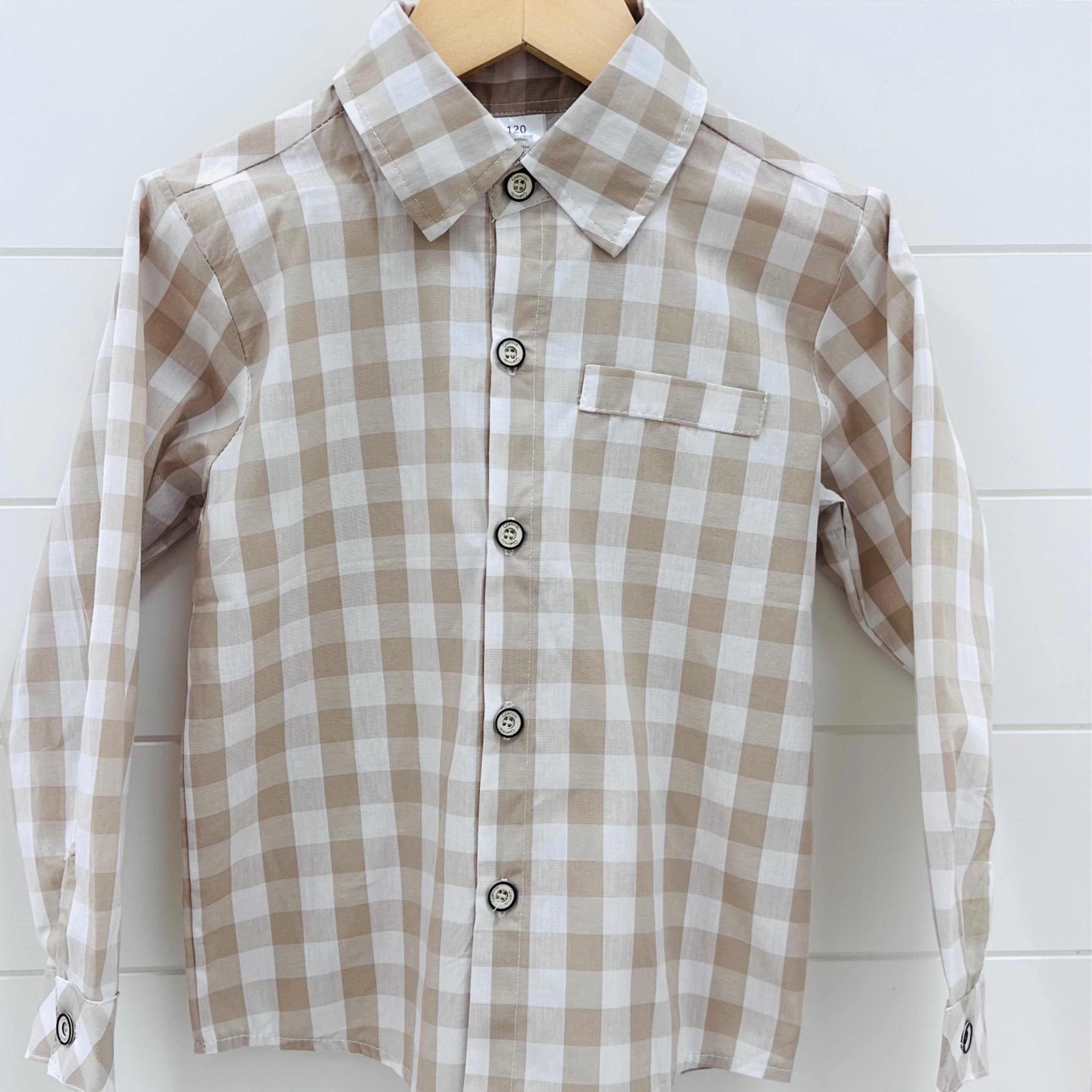 Beige Plaid Button Down