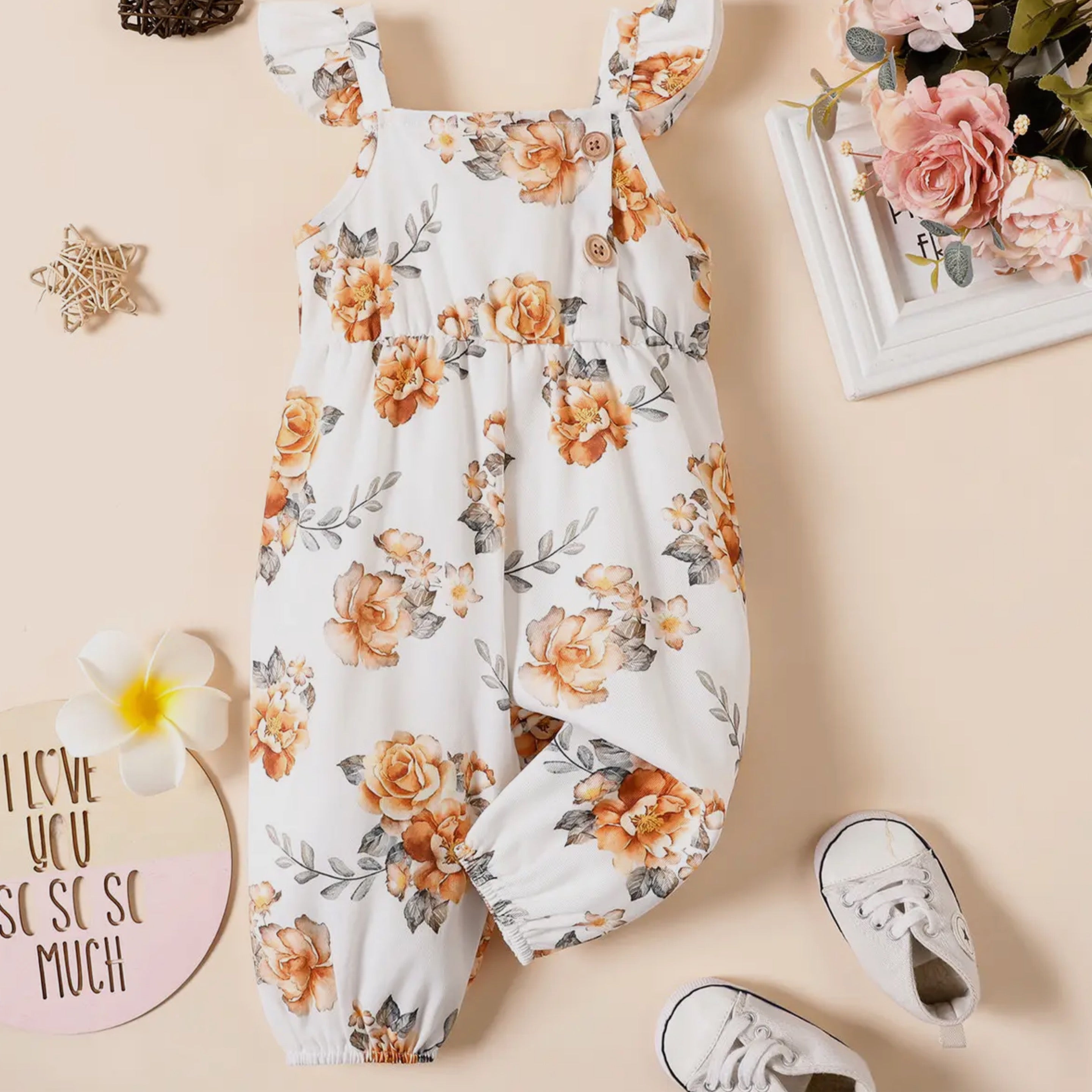 Cream Floral Jumpsuit