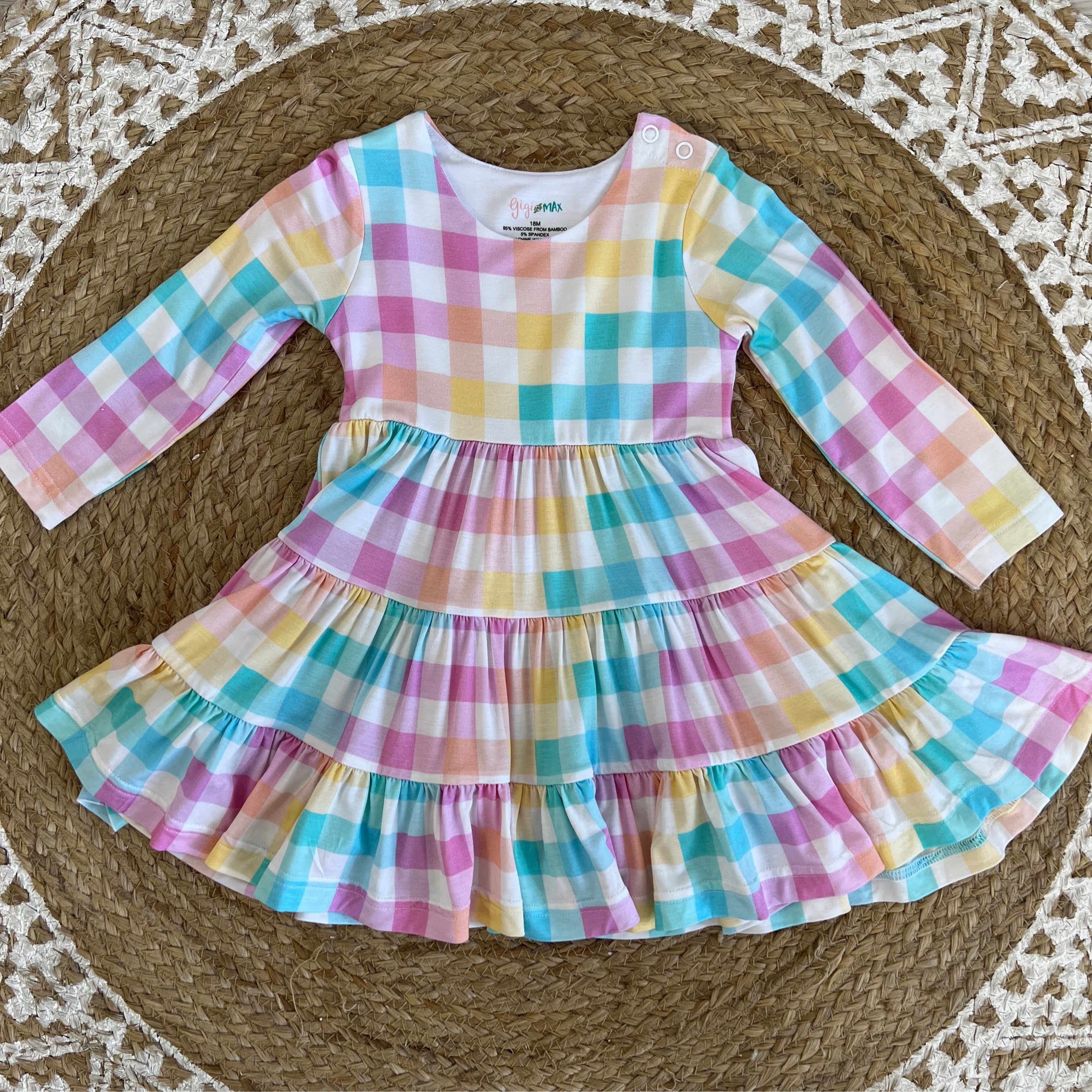 Pastel Checkered Bamboo Dress