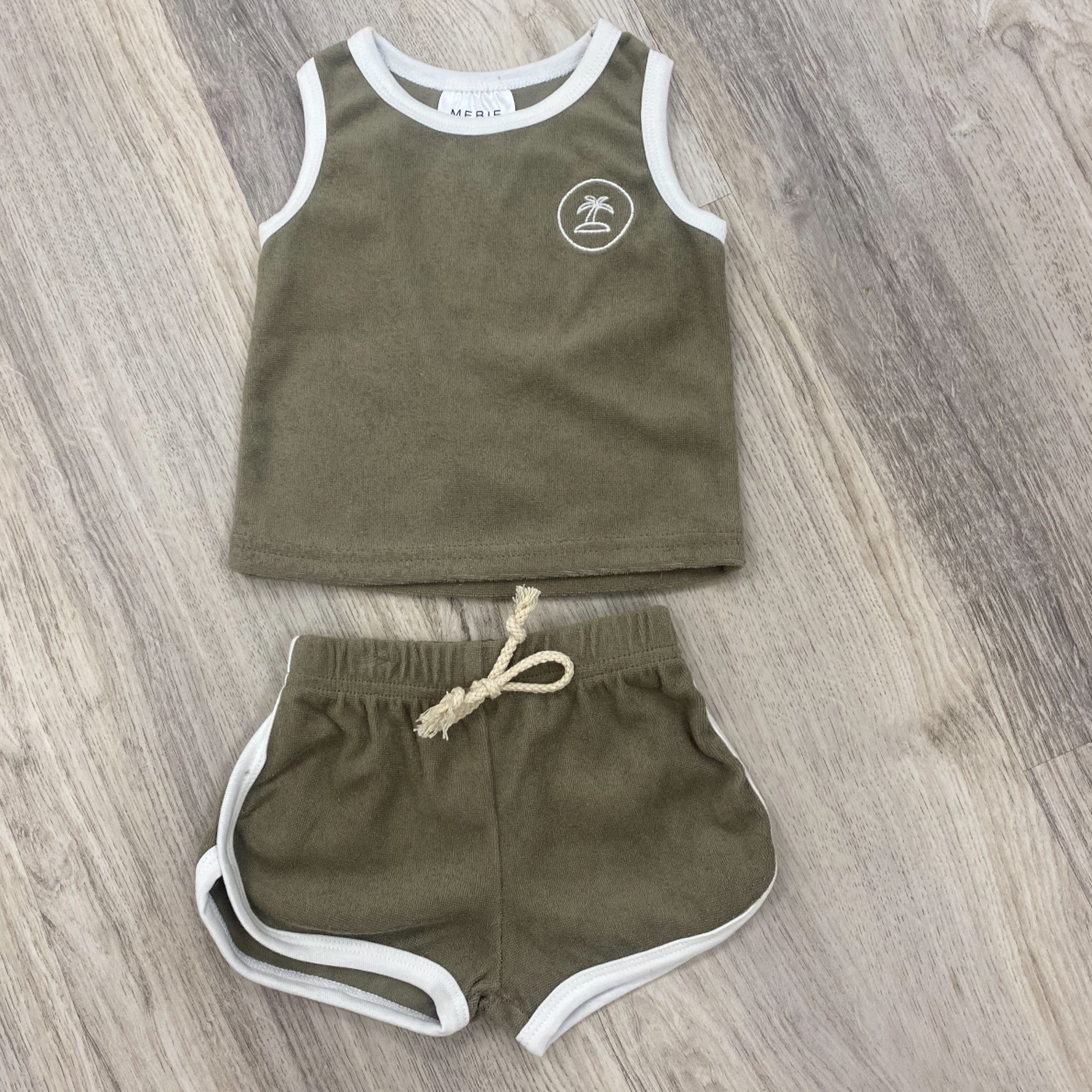 Palm Tree Terry Cloth Short Set