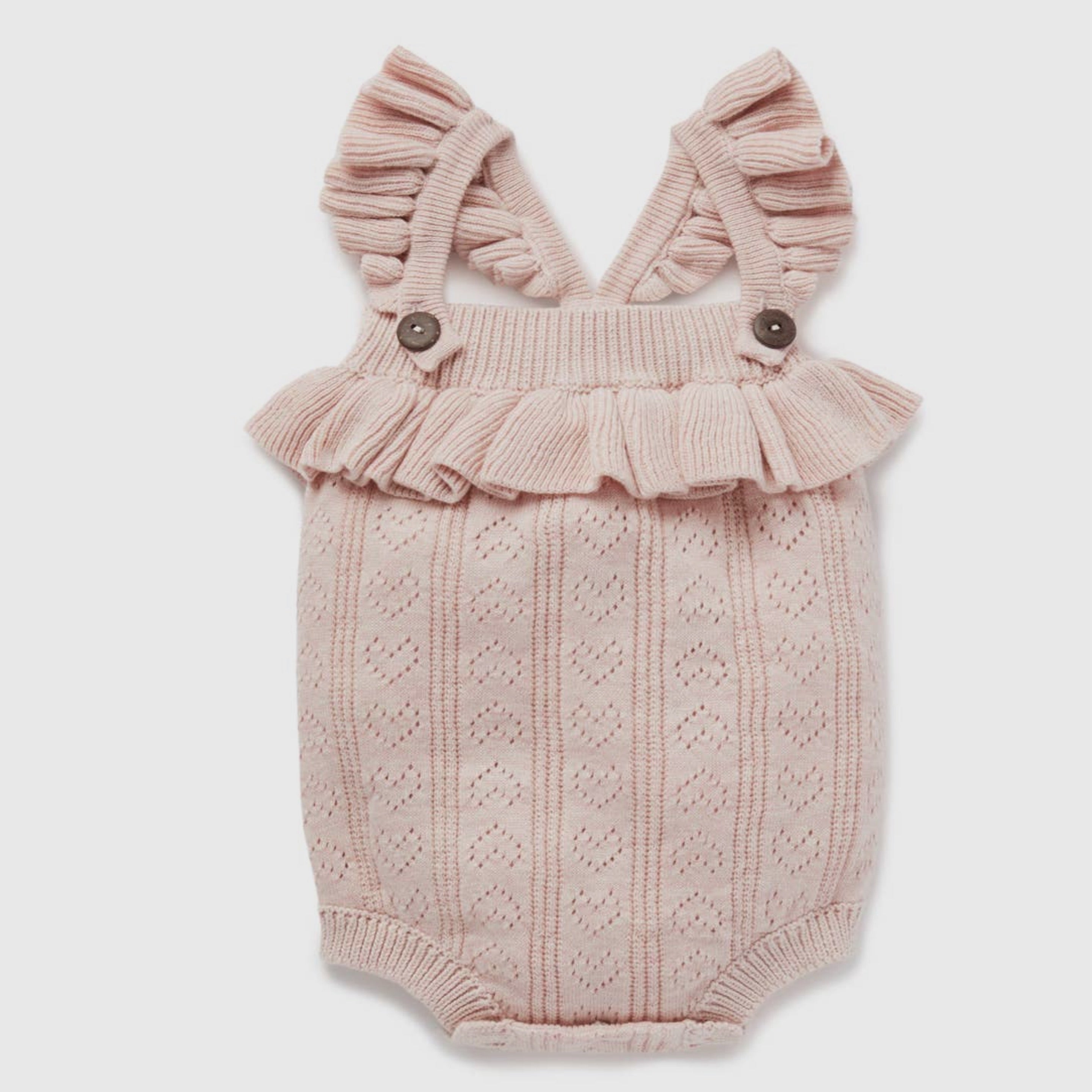 Pink Heart Knit Romper