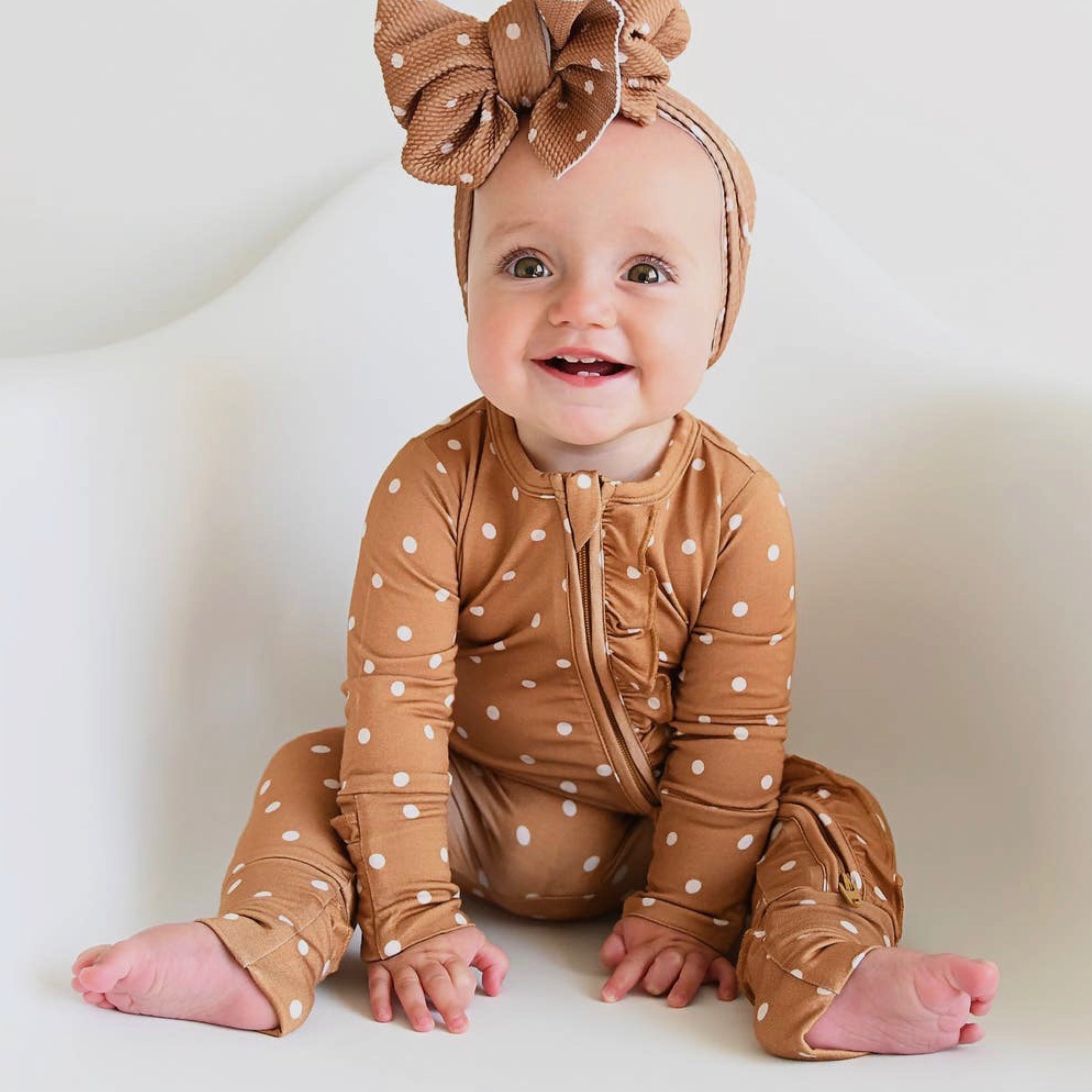 Maple Dot Ruffle Zip Sleeper