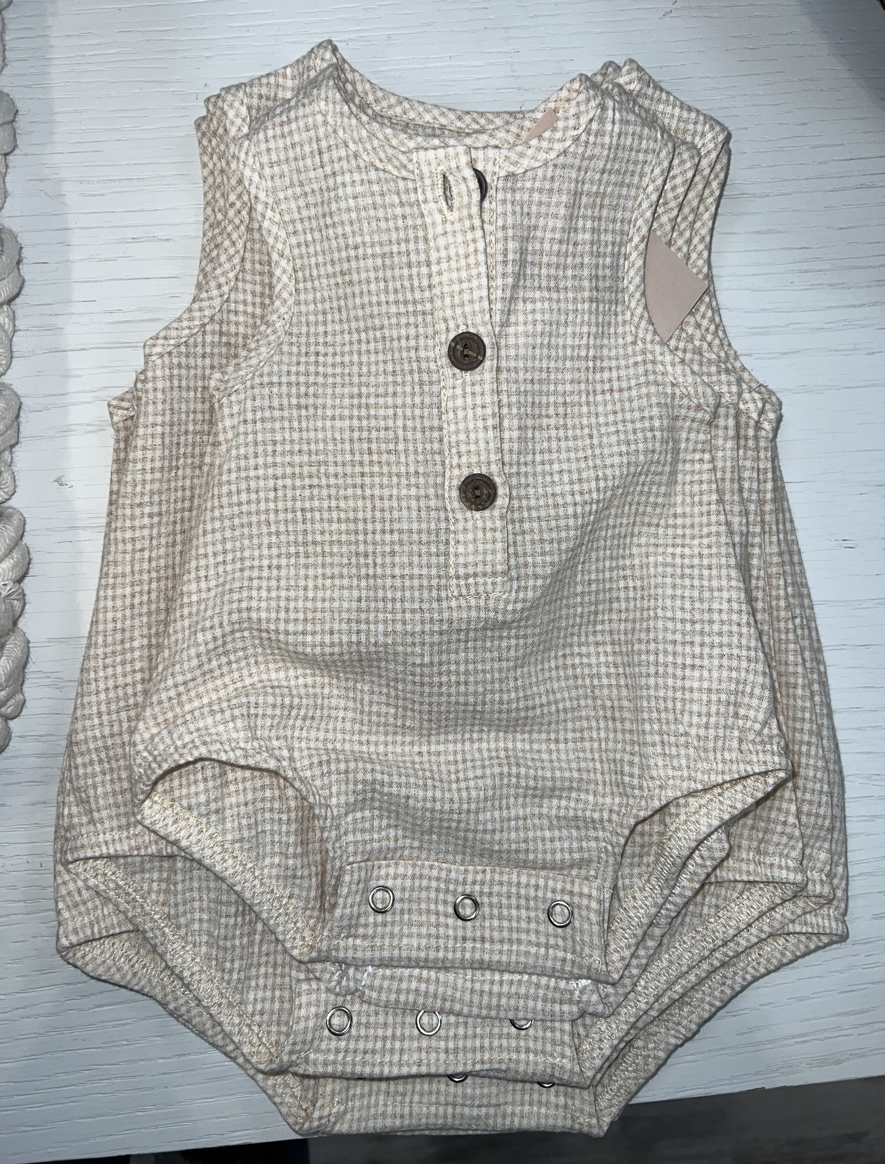 Marco Gingham Romper (Oat)
