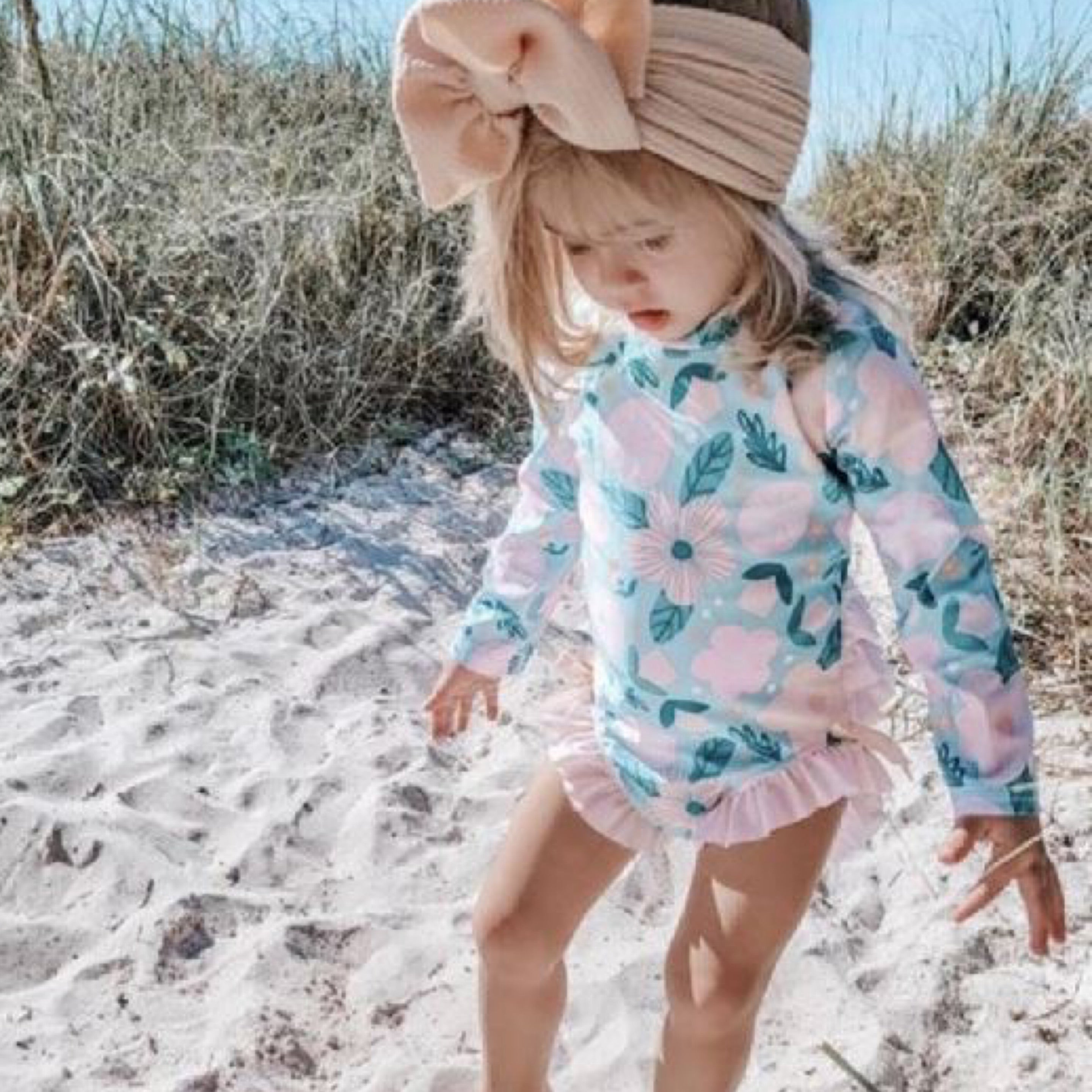 Mint Green Floral Rash Guard