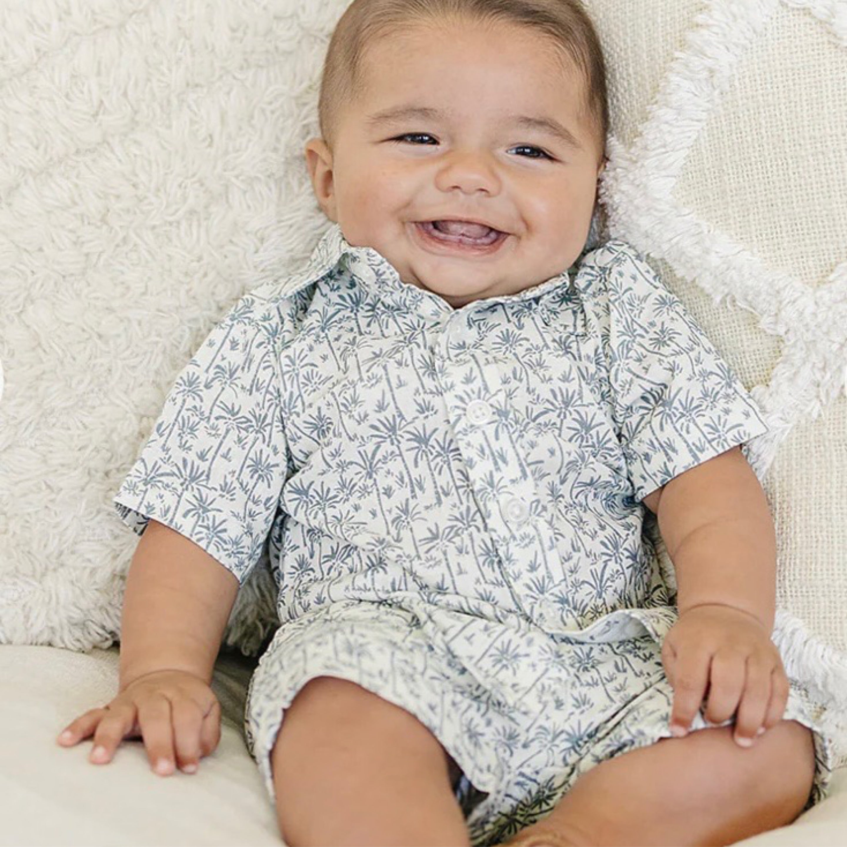 Palm Tree Linen Button Up Shirt