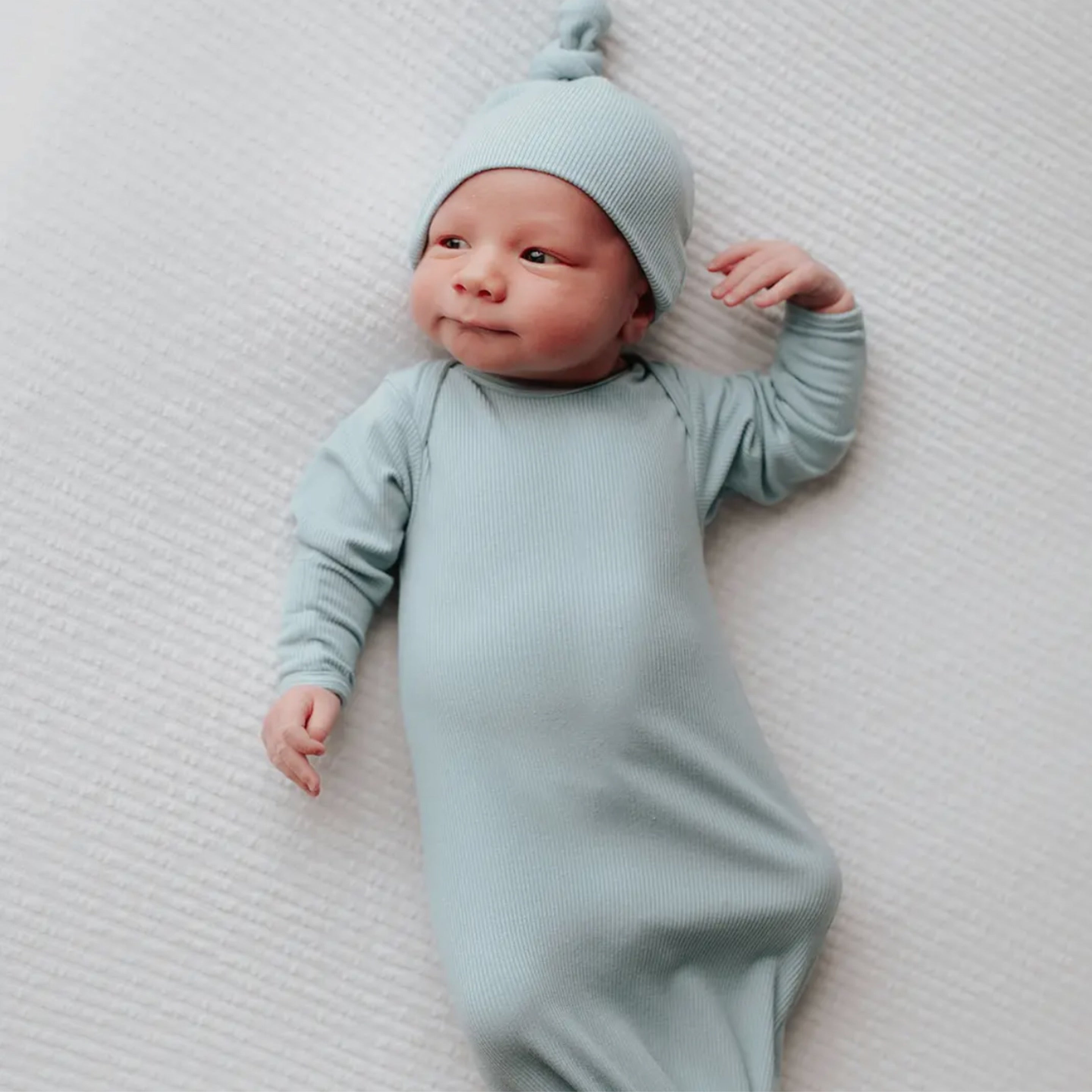 Blue Bird Knotted Gown & Hat Set