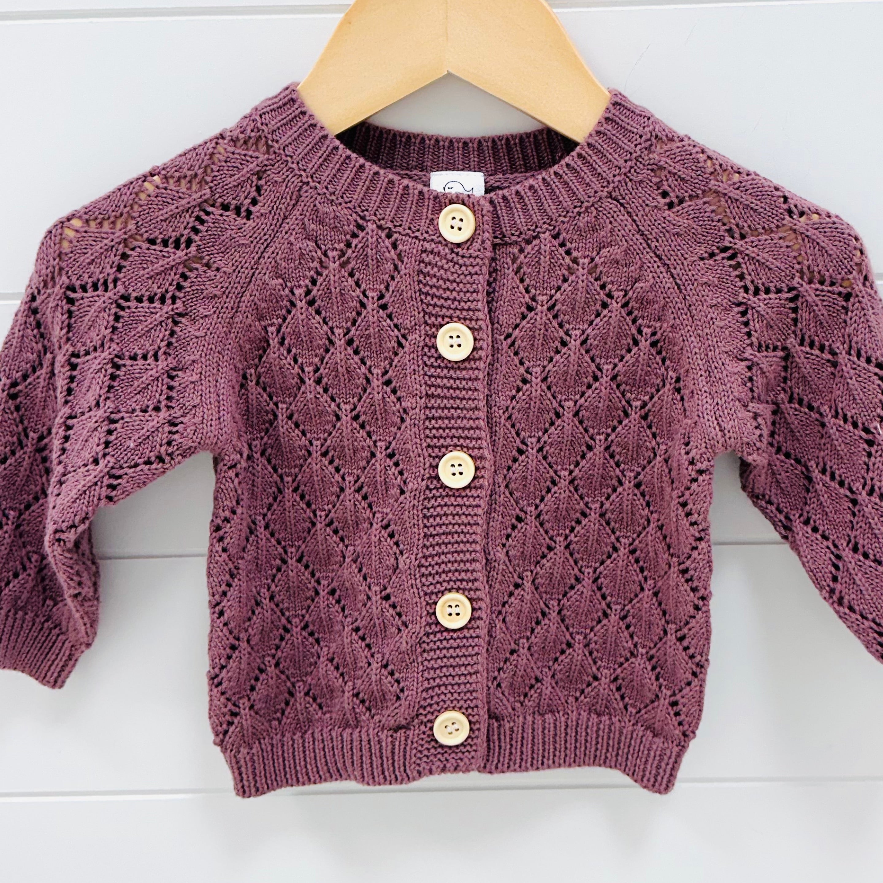 Plum Cotton Knit Cardigan