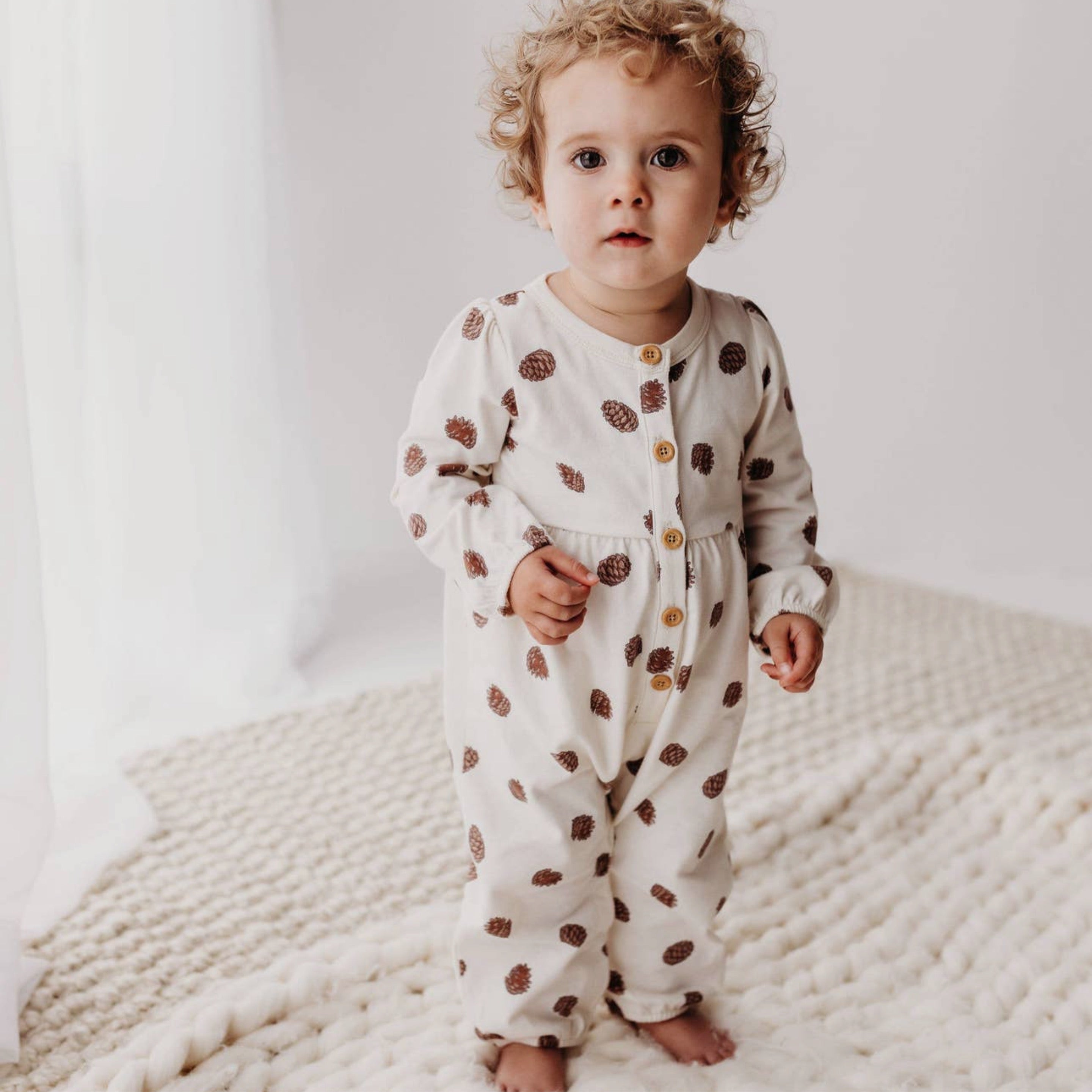 Pinecone Button Romper