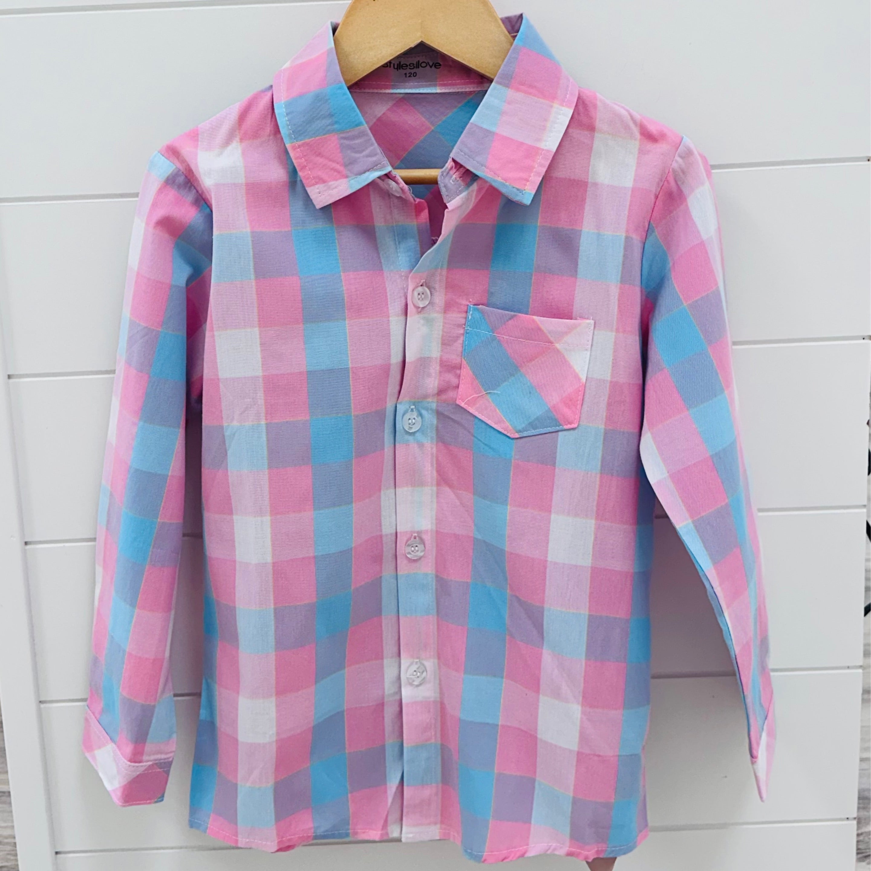 Pink & Blue Plaid Button Down