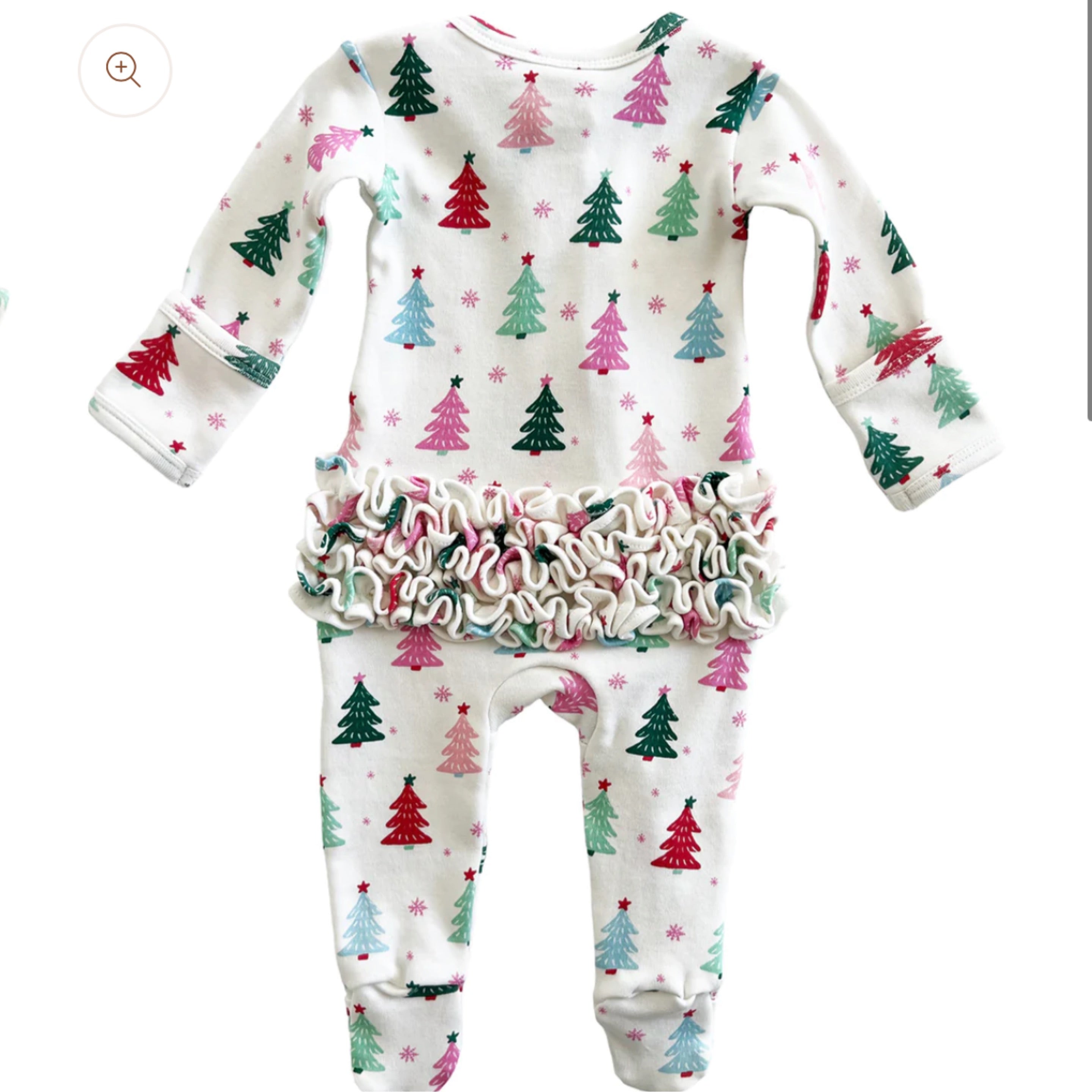 Christmas Trees PINK Organic Zip Footie