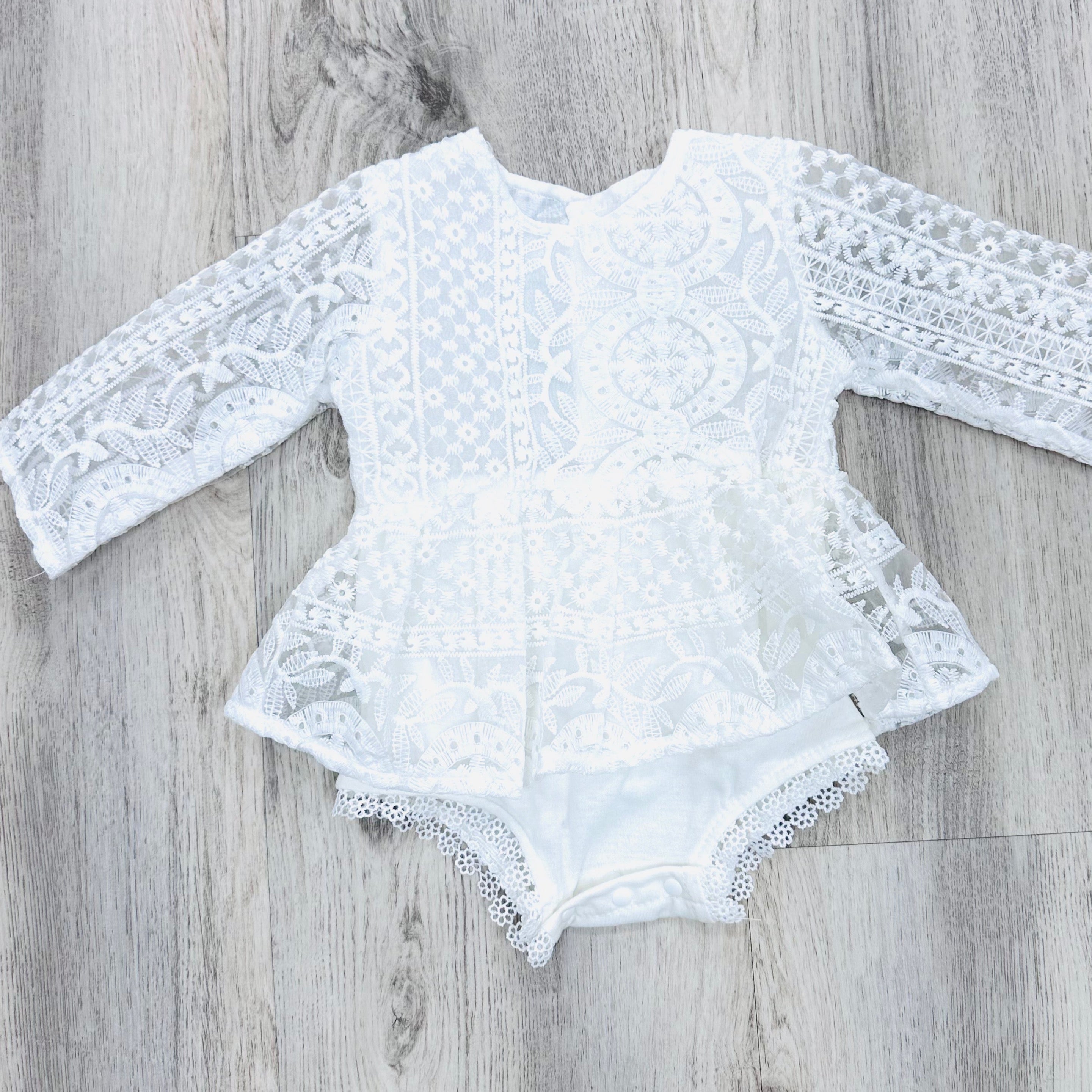 White Lace Skirted Romper